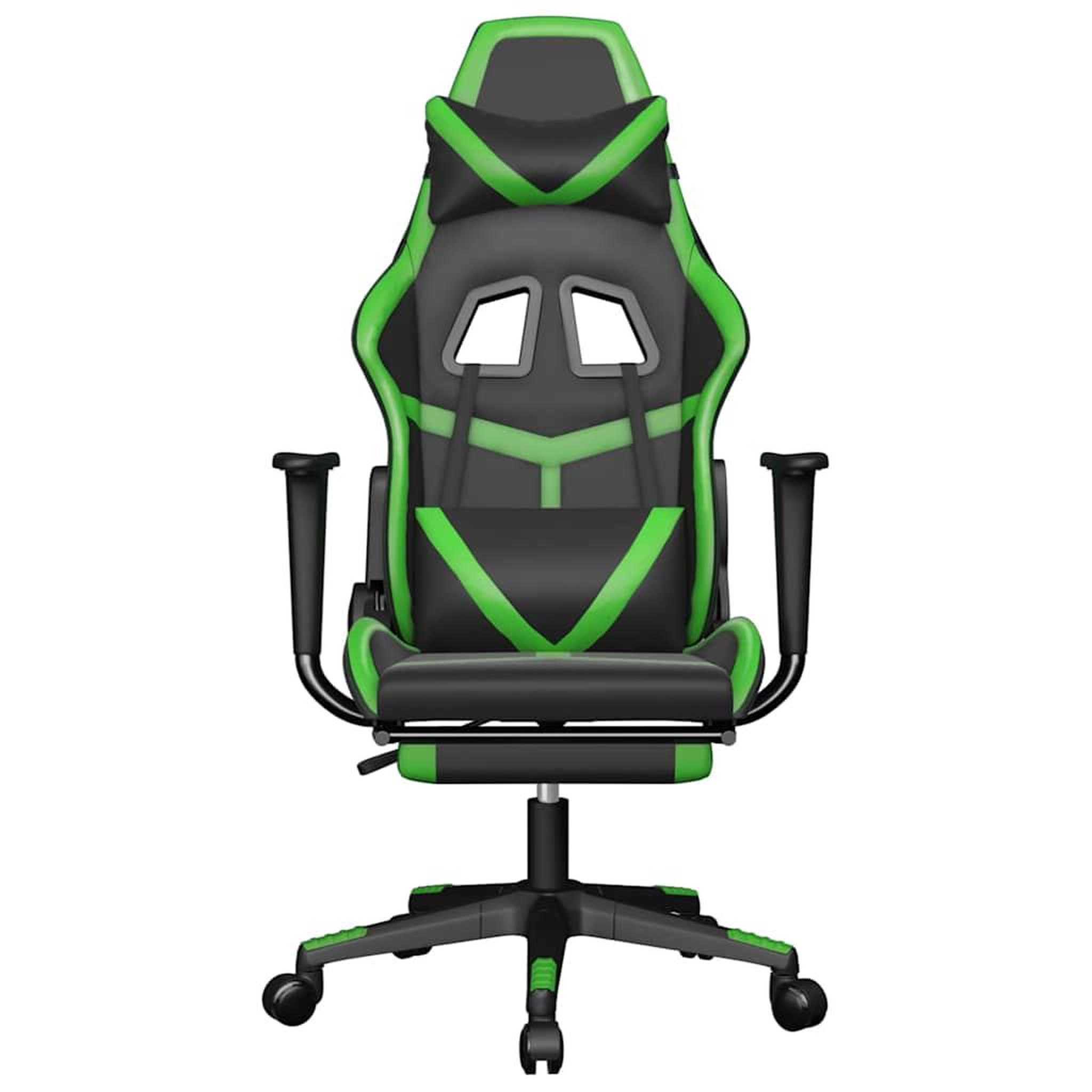 Voir la diapositive 4 : VIDAXL Chaise de jeu de massage avec repose-pied Noir&Vert Similicuir