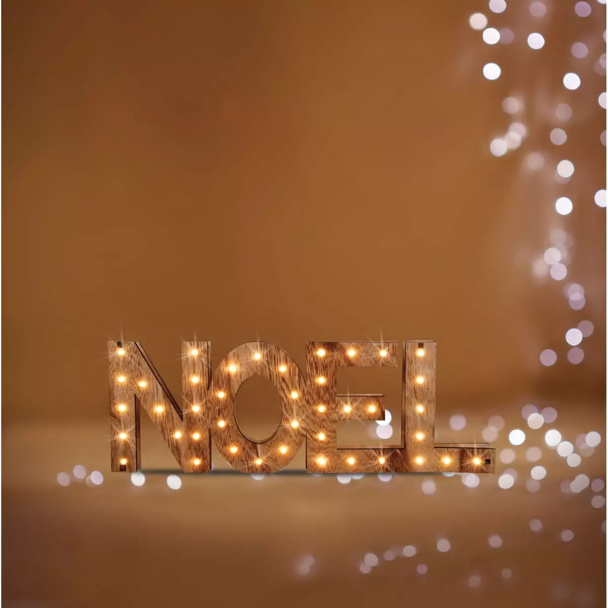 FEERIC LIGHT & CHRISTMAS Décoration lumineuse lettres Noël - 44 x 3 x 15 cm - Marron