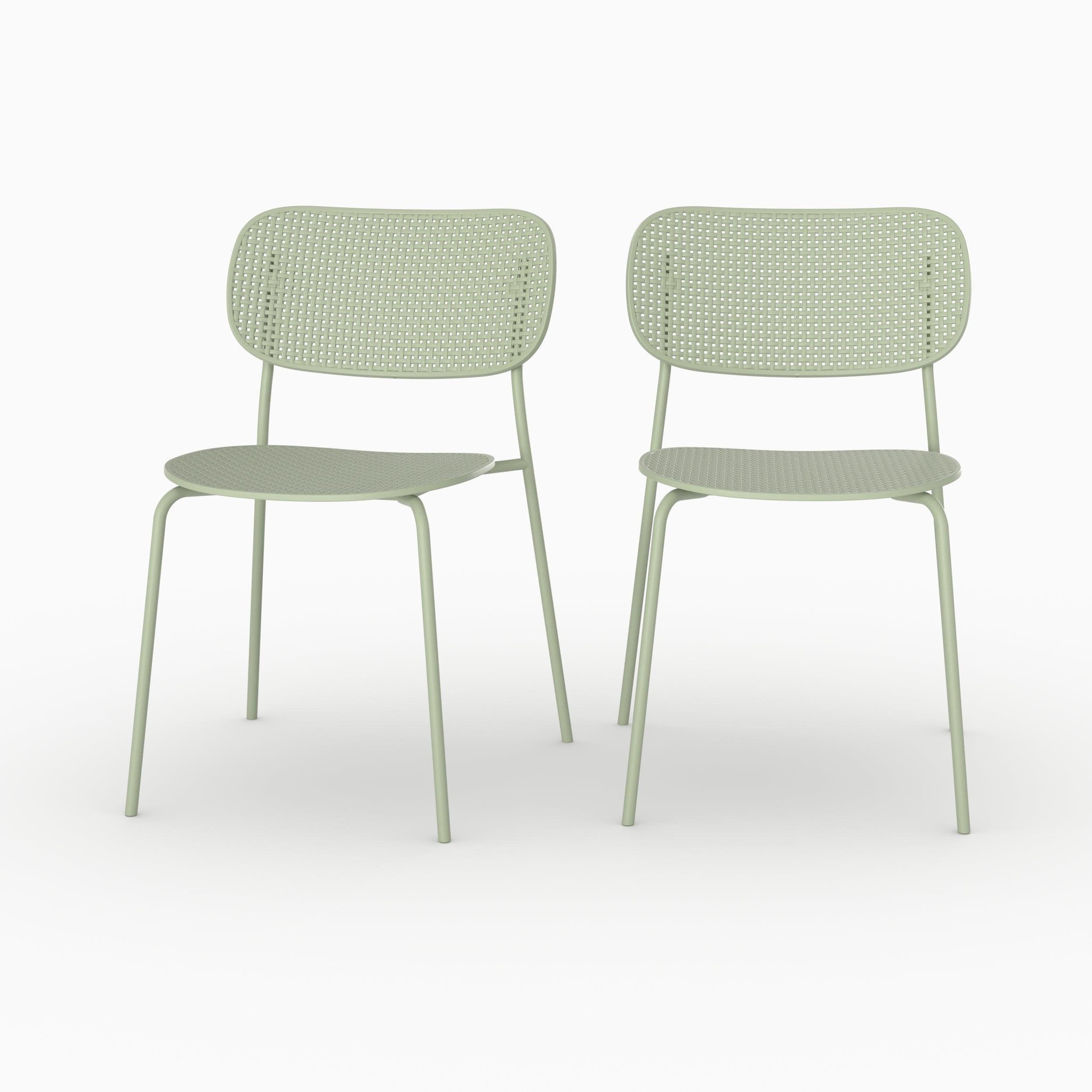 MAISON PAVANE Lot de 2 chaises de jardin empilables en plastique vert pastel-géa