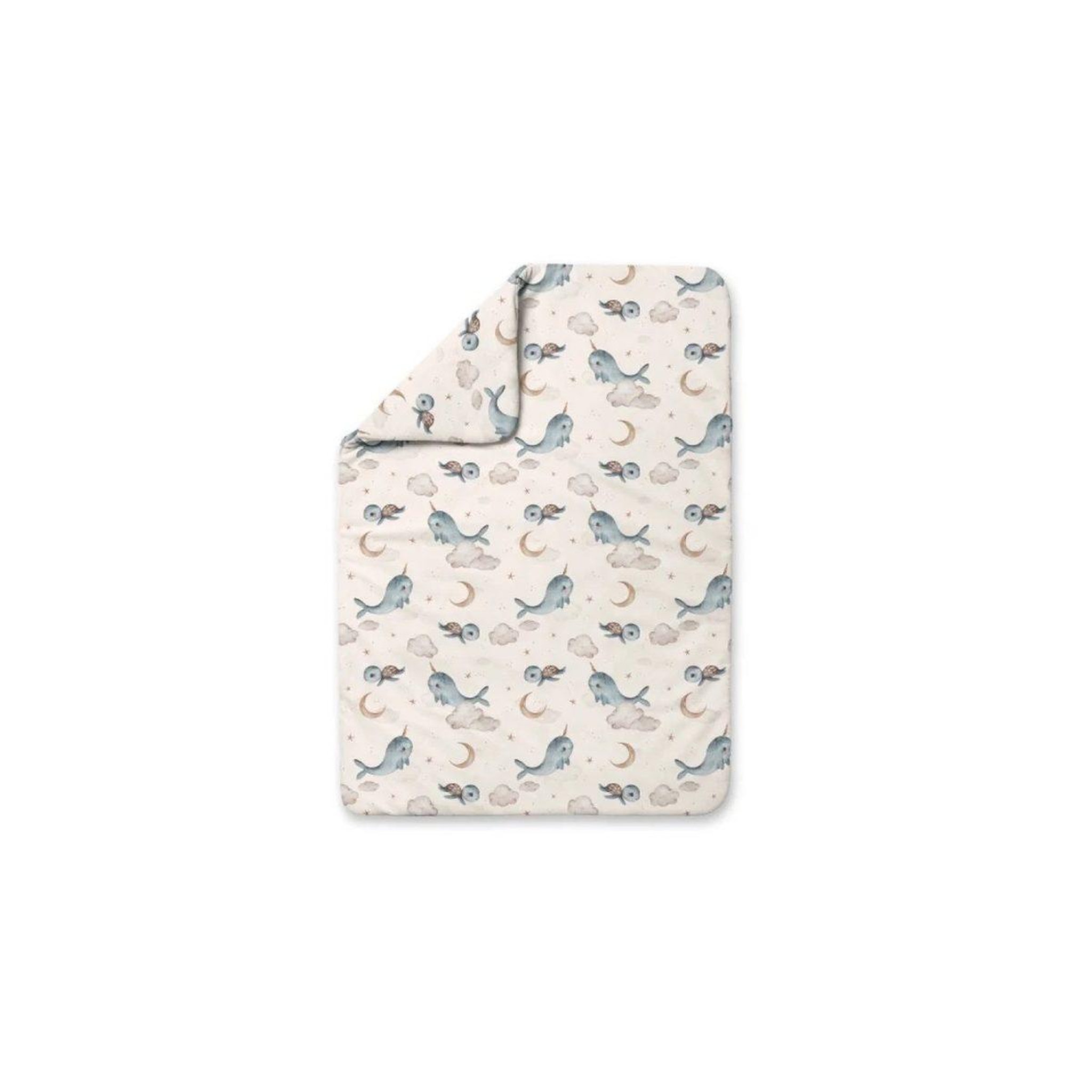 WALDIN Couette bébé 100 × 75 cm - motif baleine, crème