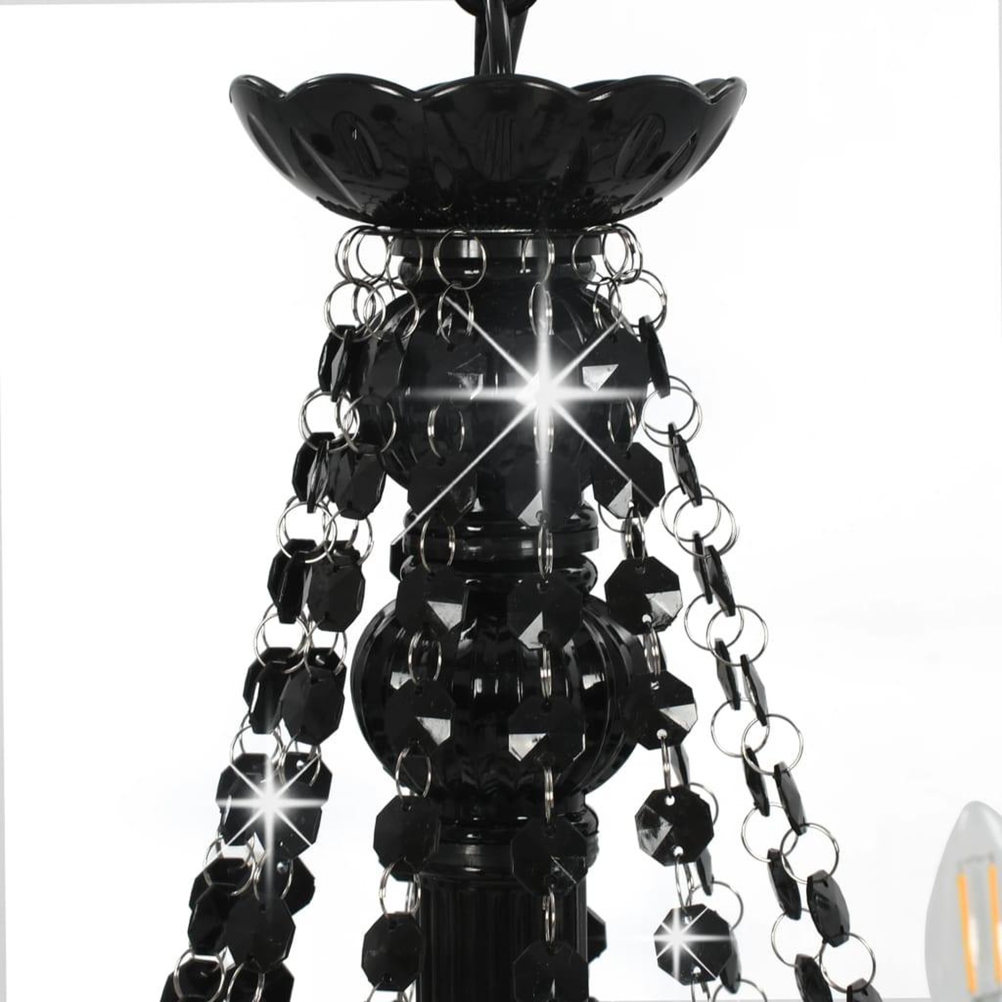 Voir la diapositive 5 : VIDAXL Lustre avec perles Noir 12 ampoules E14