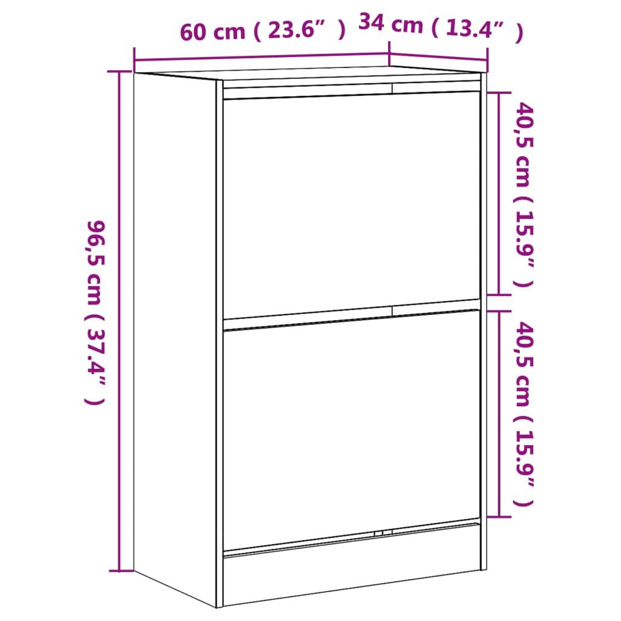 Voir la diapositive 6 : VIDAXL Armoire a chaussures chene sonoma 60x34x96,5 cm bois ingenierie