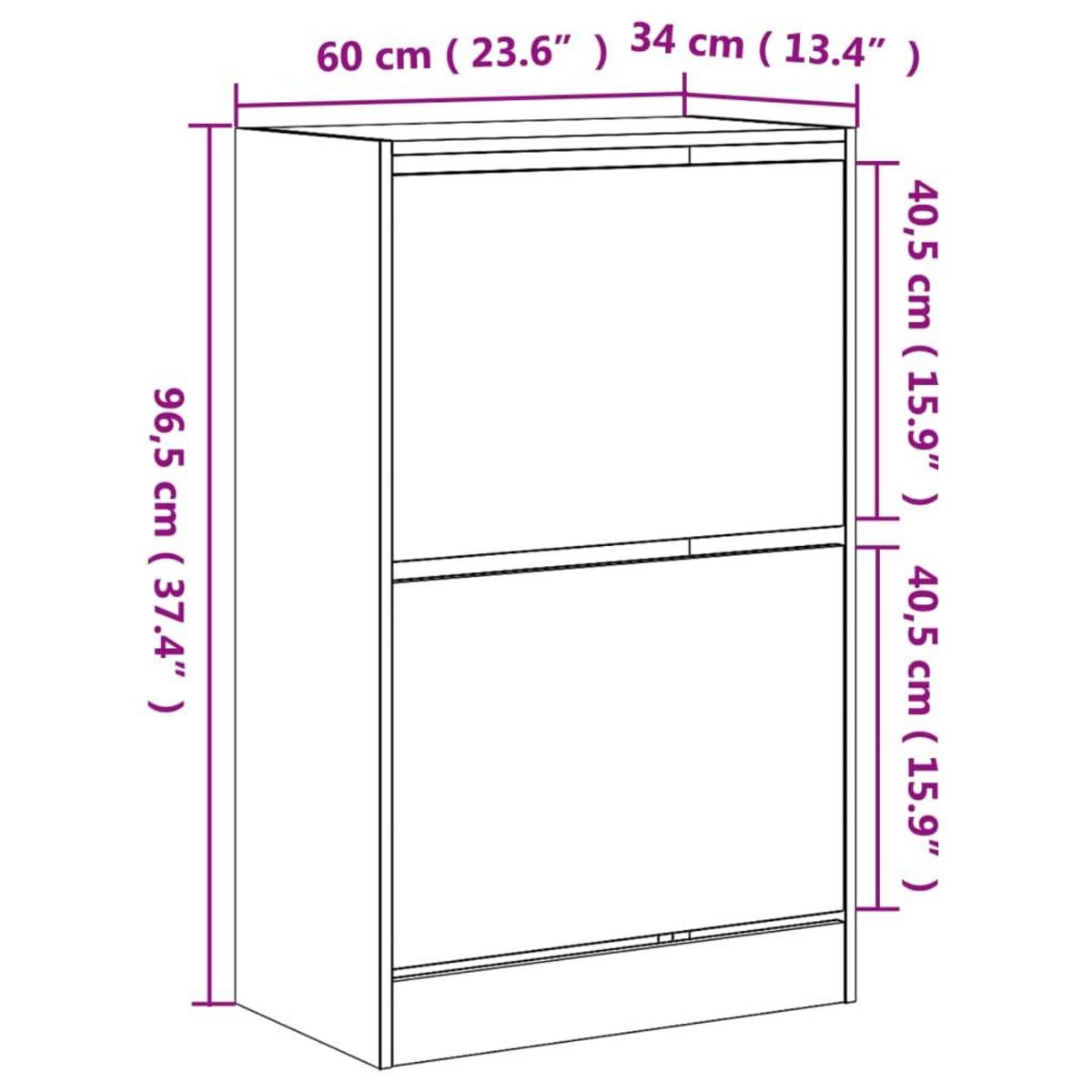 VIDAXL Armoire a chaussures chene sonoma 60x34x96,5 cm bois ingenierie