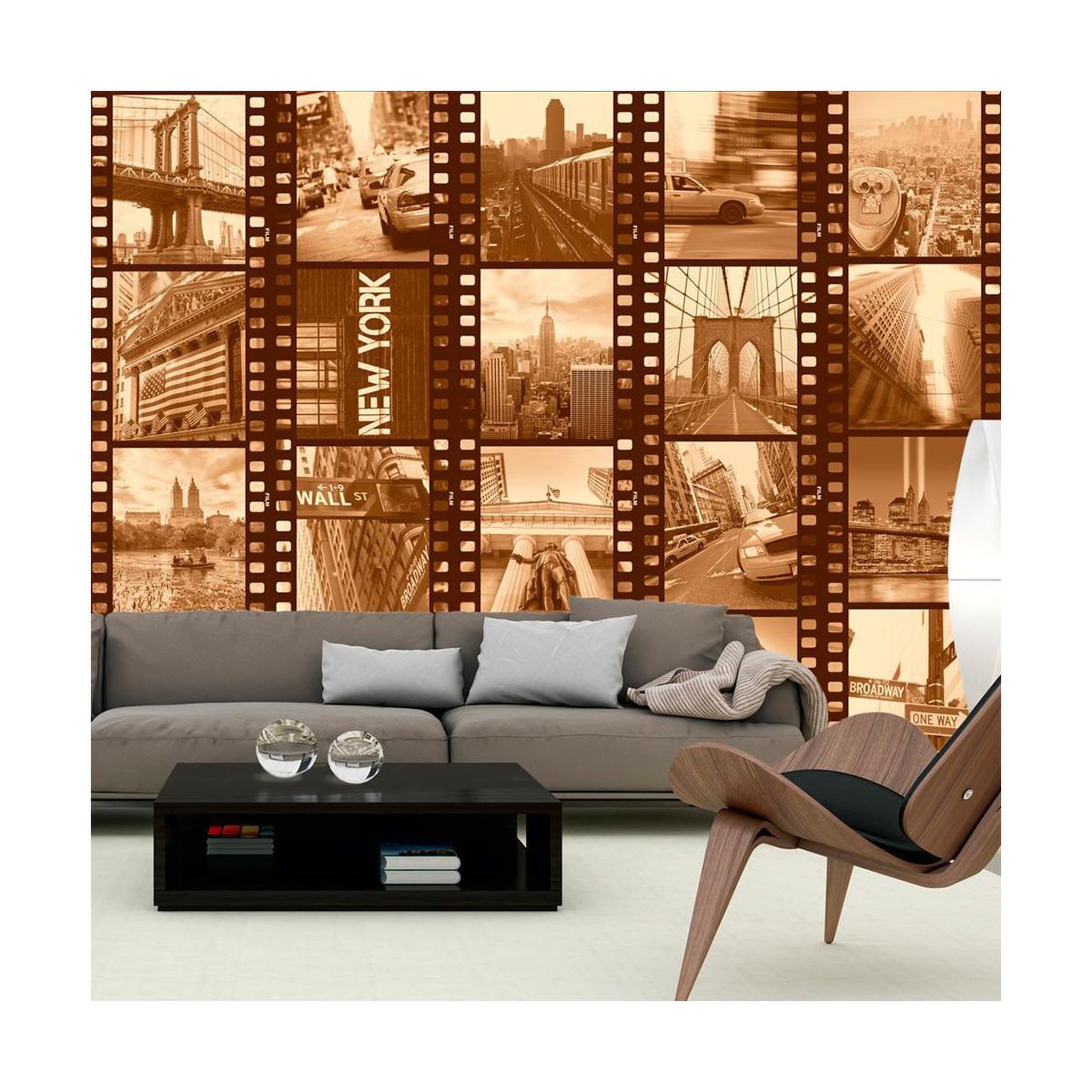 Paris Prix Papier peint  new york collage sepia  50x1000cm