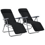 VIDAXL Chaises pliables de jardin avec coussins lot de 2 Noir