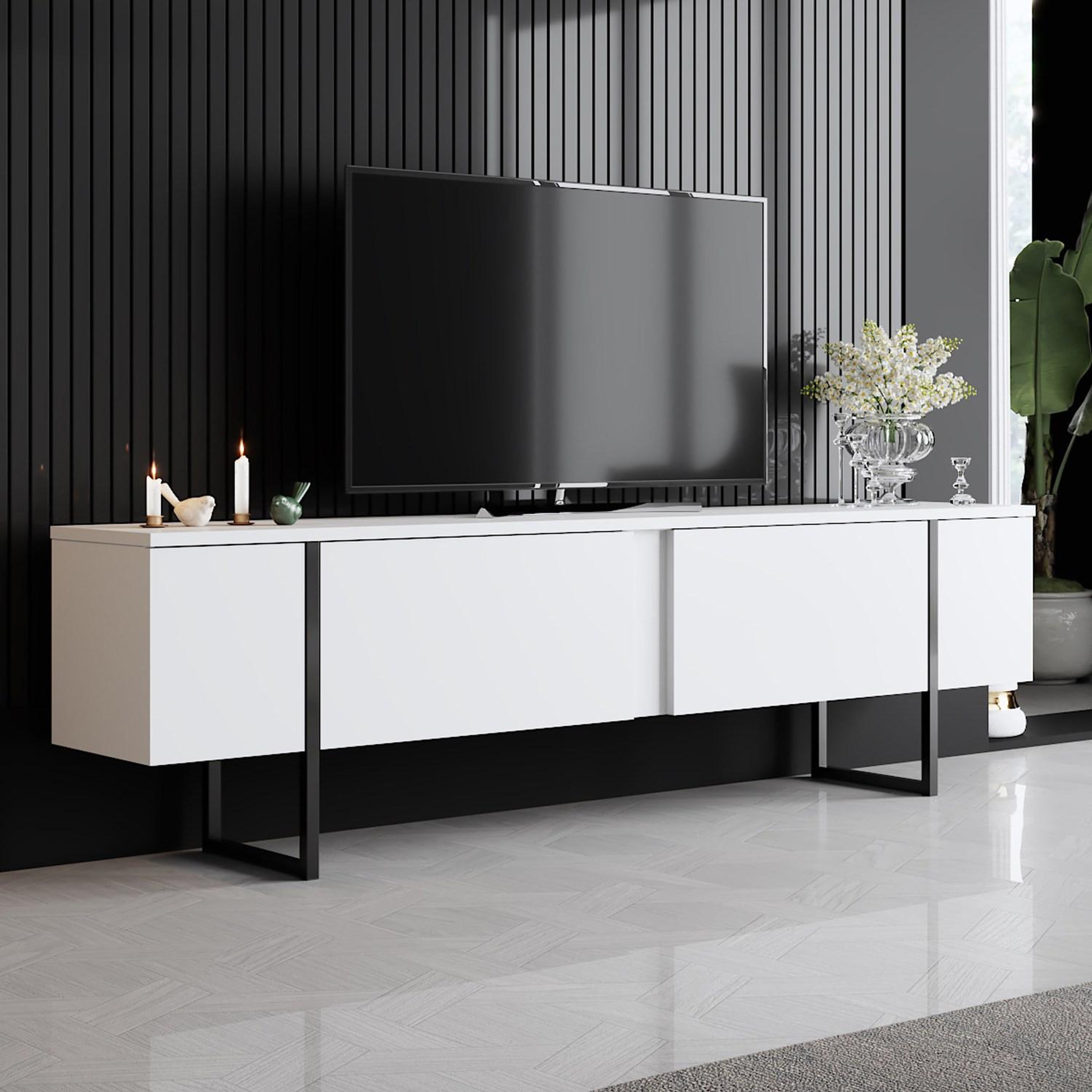 Voir la diapositive 2 : Habitat et Jardin Meuble tv en bois  luxe  - 180 x 30 x 50 cm - blanc