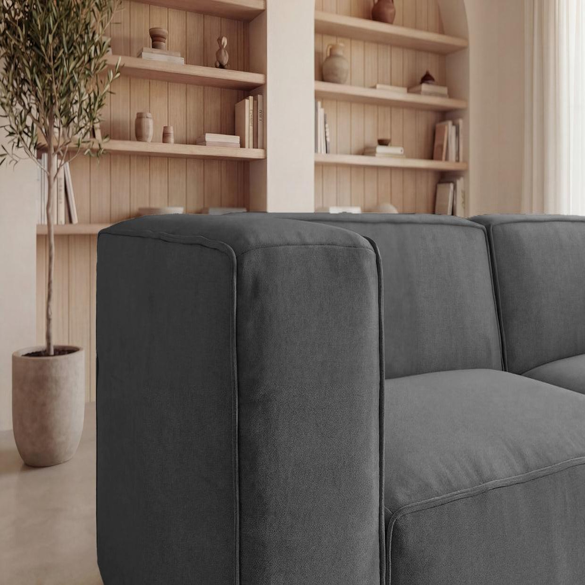 Voir la diapositive 5 : CASANOVA PARIS Basil - canapé droit tissu lisse 3 places
