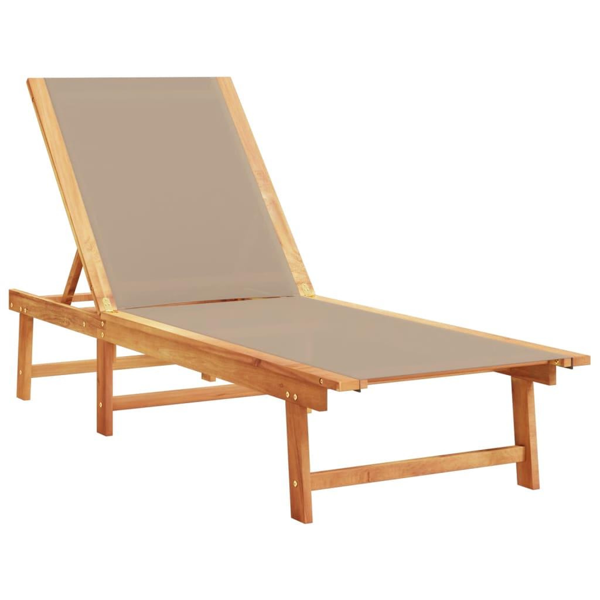 Voir la diapositive 3 : VIDAXL Chaises longues lot de 2 table taupe bois d'acacia et textilene