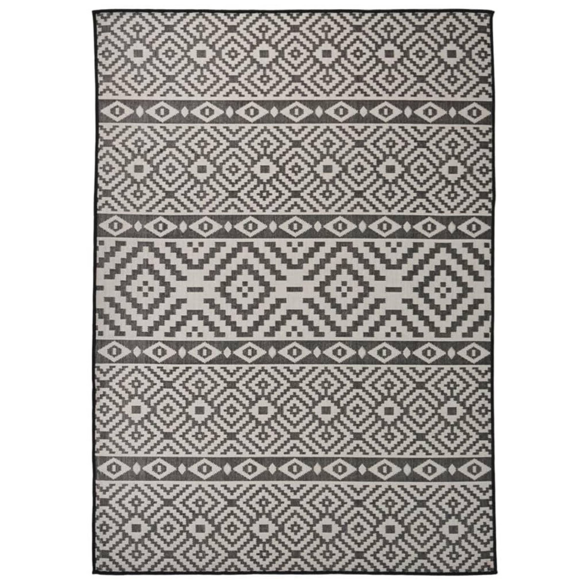 VIDAXL Tapis a tissage plat d'exterieur 120x170 cm Rayures noires