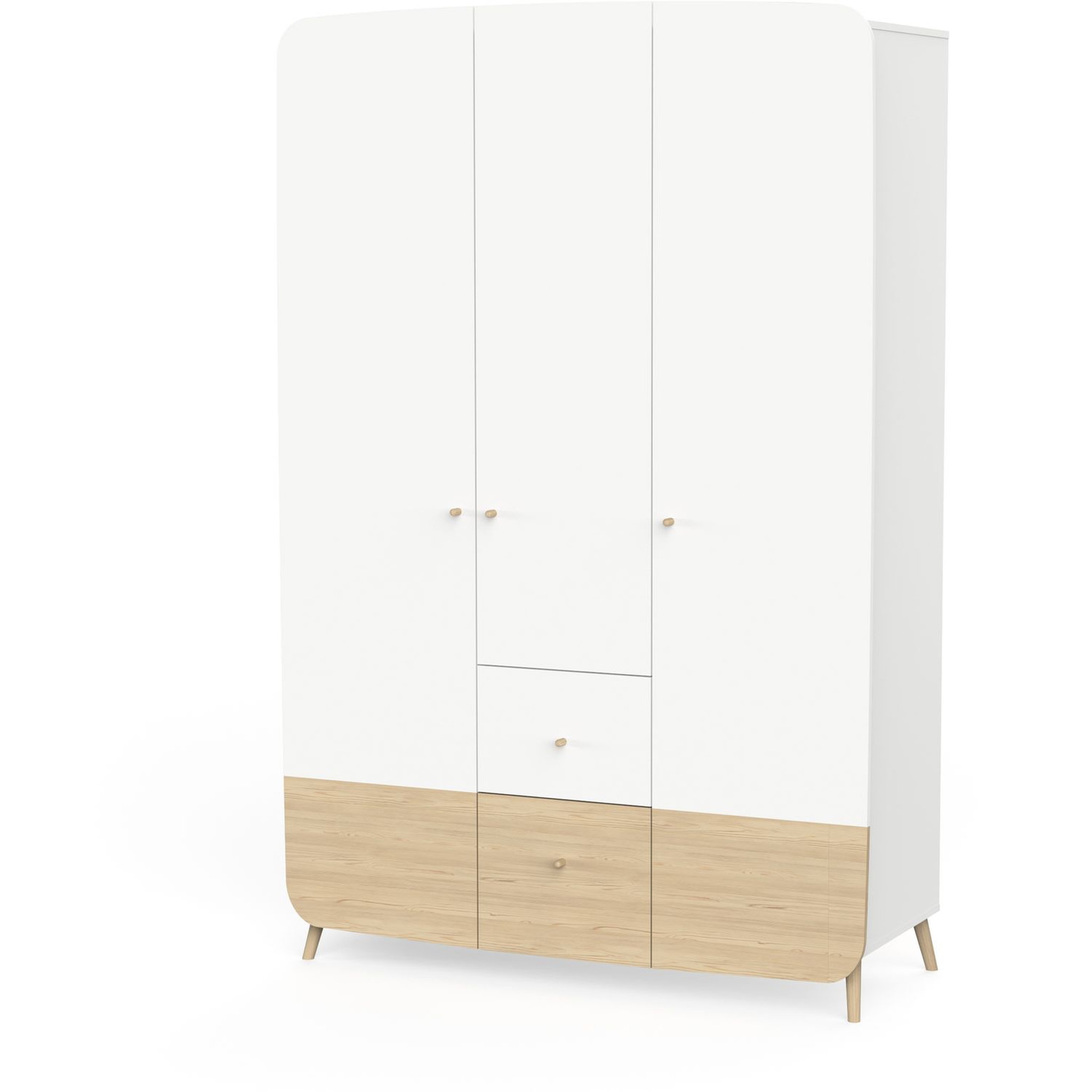 Voir la diapositive 2 : Armoire bébé enfant 3 portes 4 tiroirs blanc LINIA 