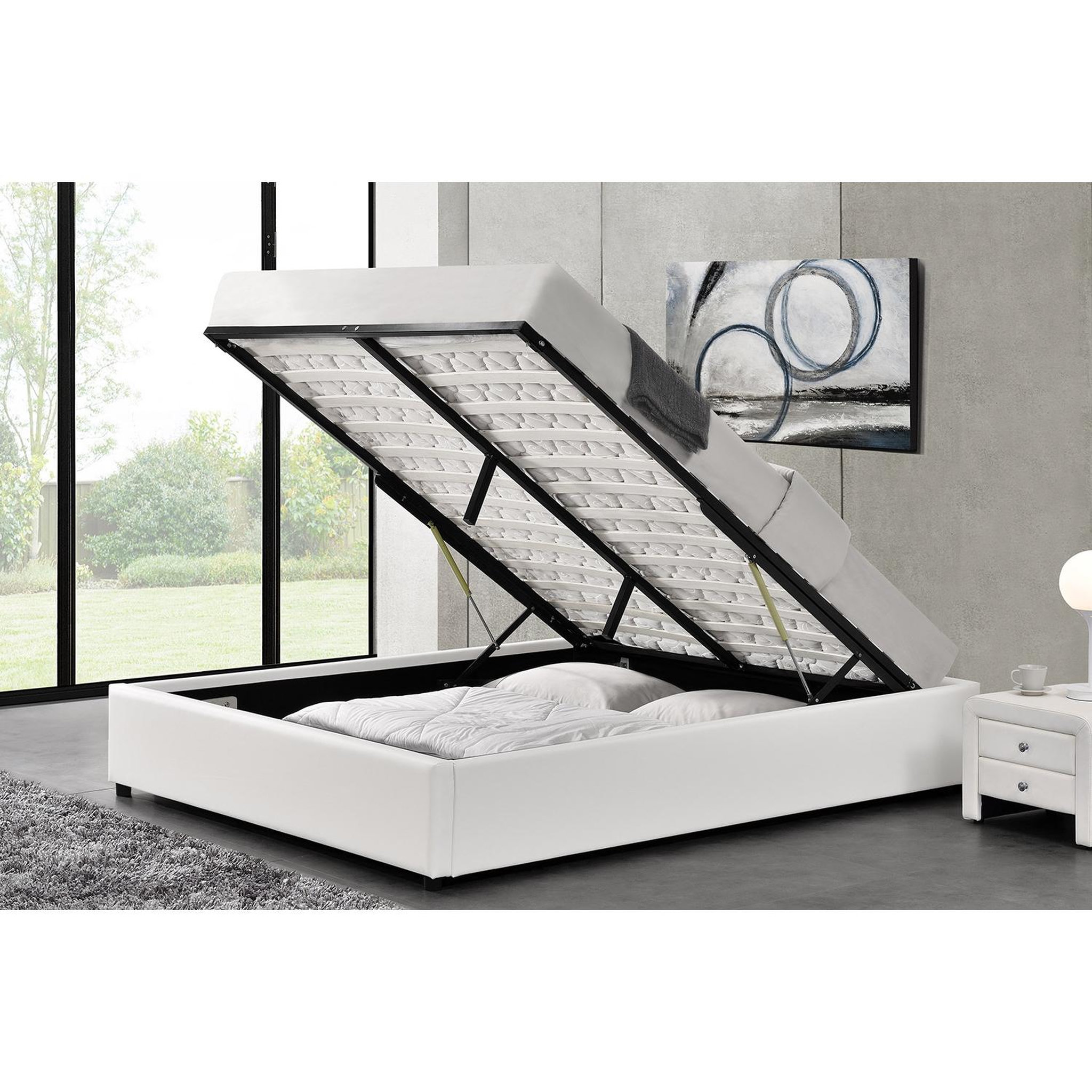 Voir la diapositive 2 : CONCEPT USINE Lit coffre 140 x 190 cm blanc kennington
