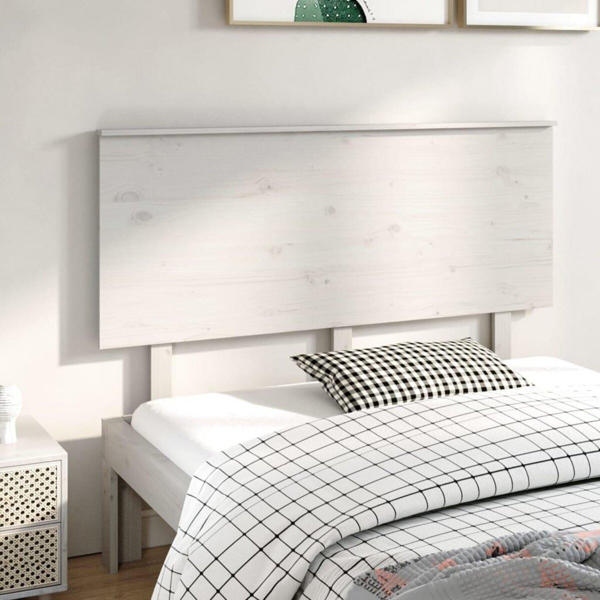 VIDAXL Tete de lit Blanc 144x6x82,5 cm Bois massif de pin