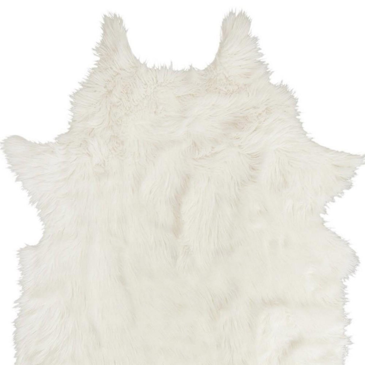 The Home Deco Factory Tapis forme peau de bête imitation fourrure blanc 120x158 cm