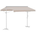 OUTSUNNY Store double pente manuel rétractable inclinaison réglable acier époxy blanc polyester imperméabilisé anti-UV beige dim. 3L x 2,95l x 2,6H m