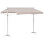 Voir la diapositive 1 : OUTSUNNY Store double pente manuel rétractable inclinaison réglable acier époxy blanc polyester imperméabilisé anti-UV beige dim. 3L x 2,95l x 2,6H m