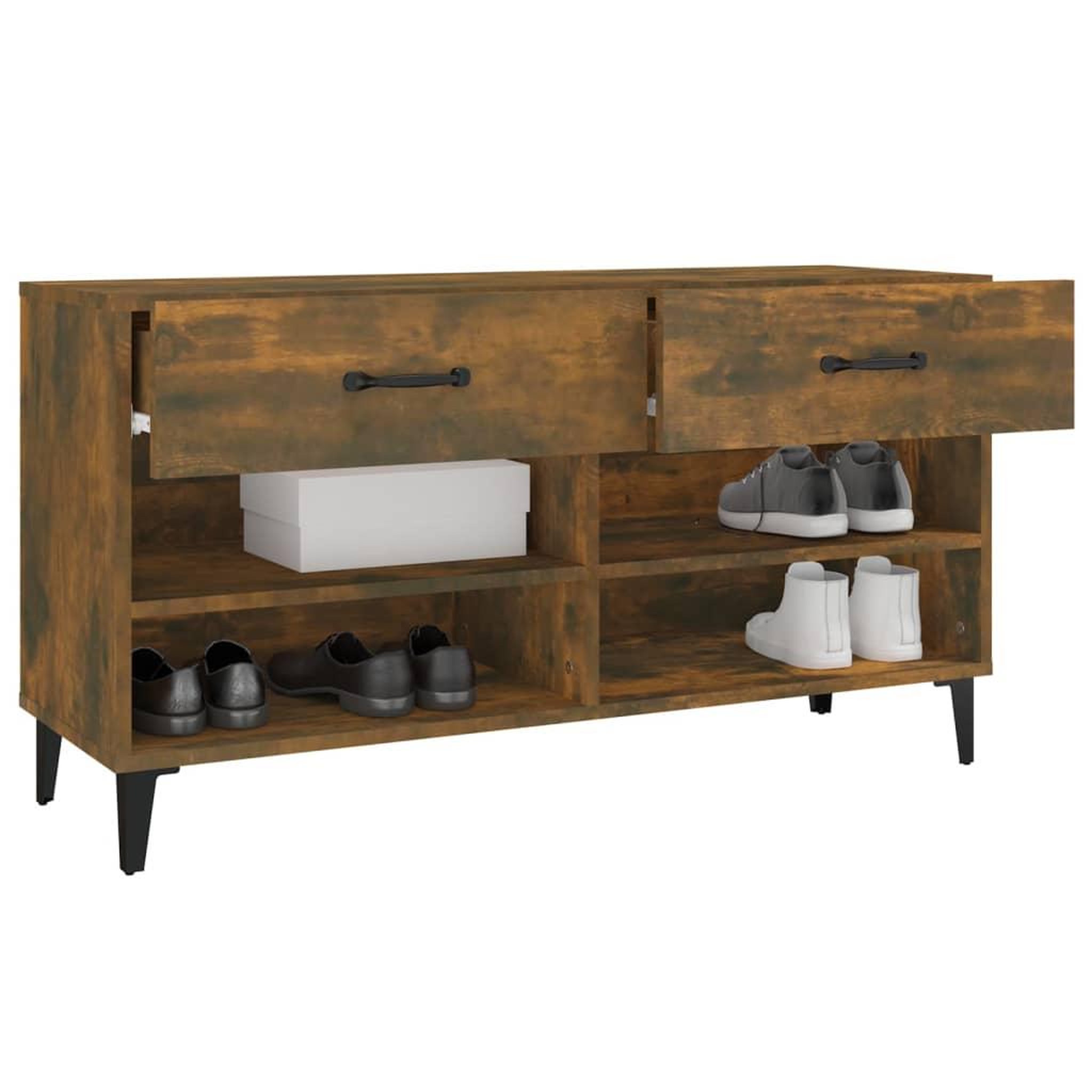 Voir la diapositive 5 : VIDAXL Meuble a chaussures chene fume 102x35x55 cm bois d'ingenierie