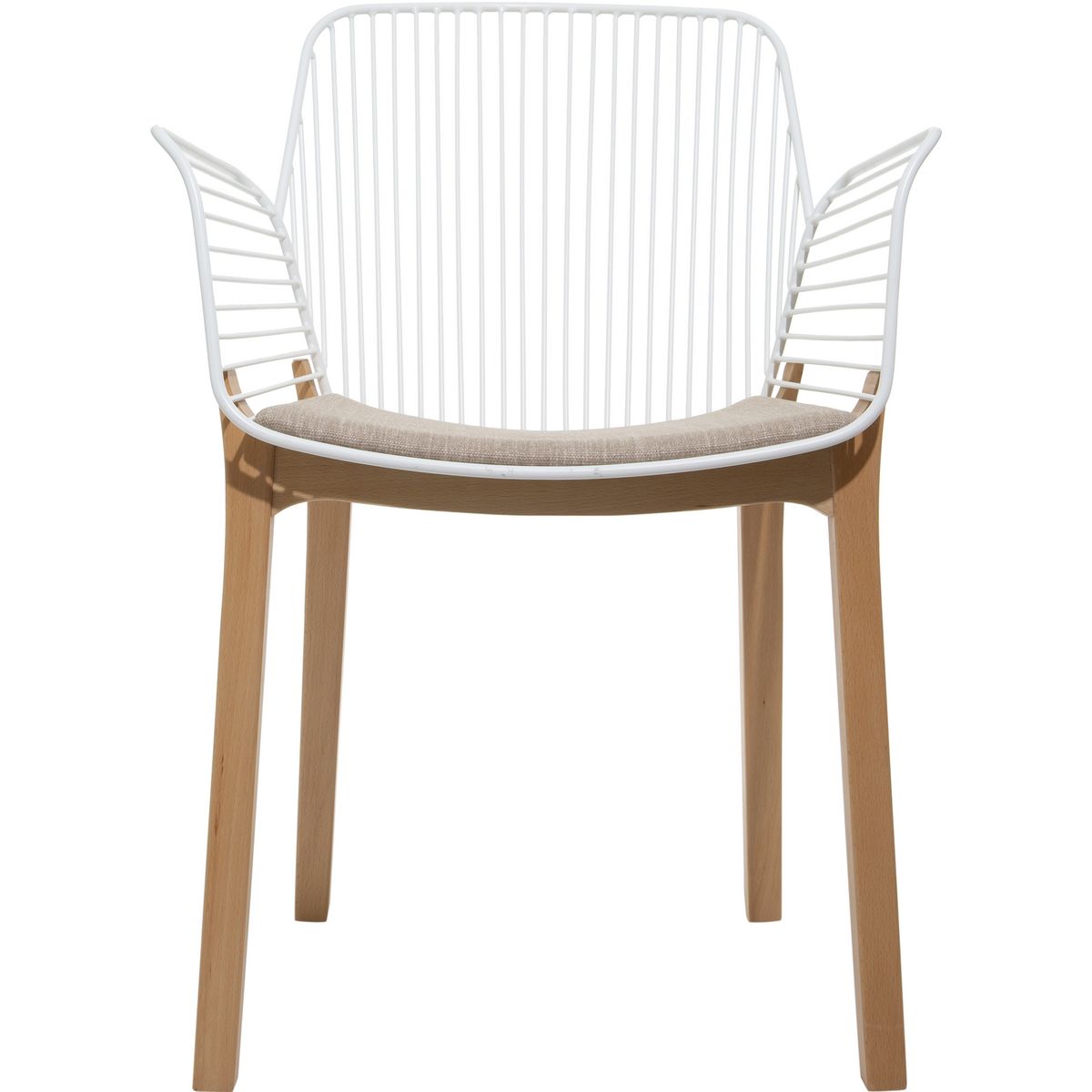 ATMOSPHERA Lot de 2 fauteuils filaires pieds bois massif SHELBY