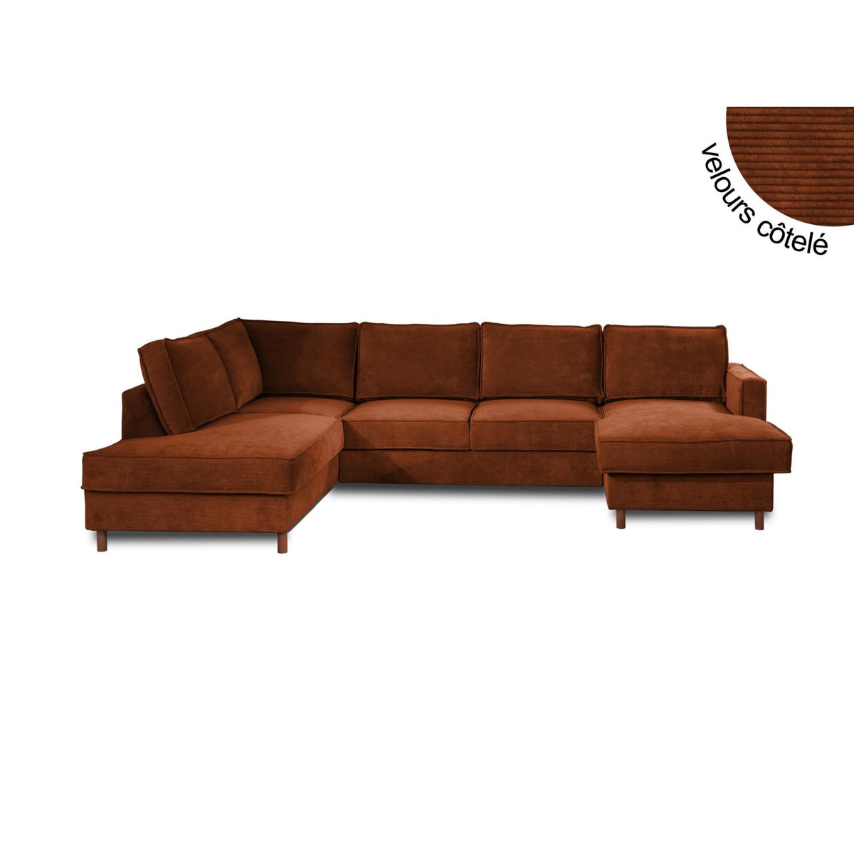 LISA DESIGN Jake - canapé panoramique d'angle gauche - convertible avec coffre - 7 places - en velours côtelé