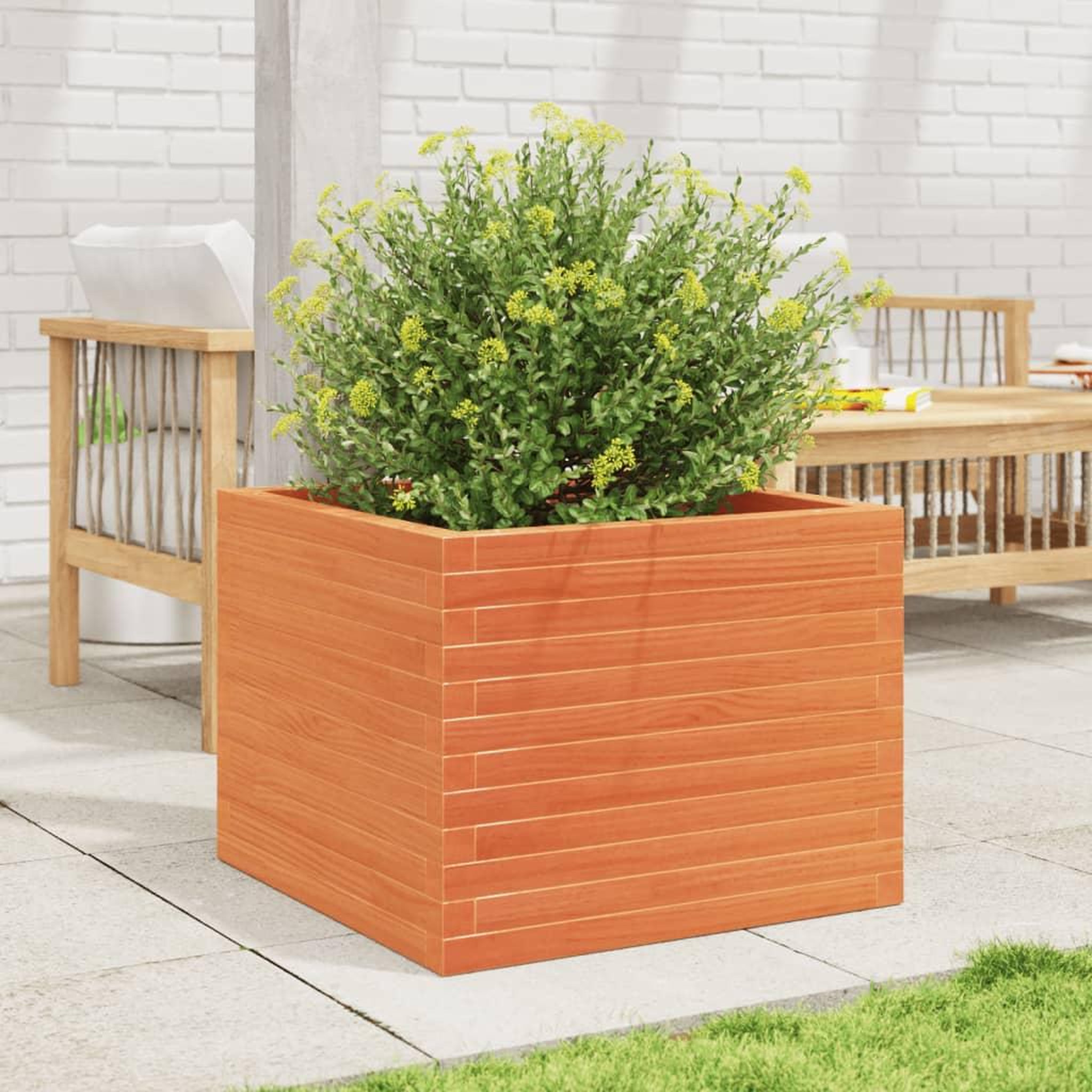 Voir la diapositive 3 : VIDAXL Jardiniere cire marron 60x60x46 cm bois de pin massif