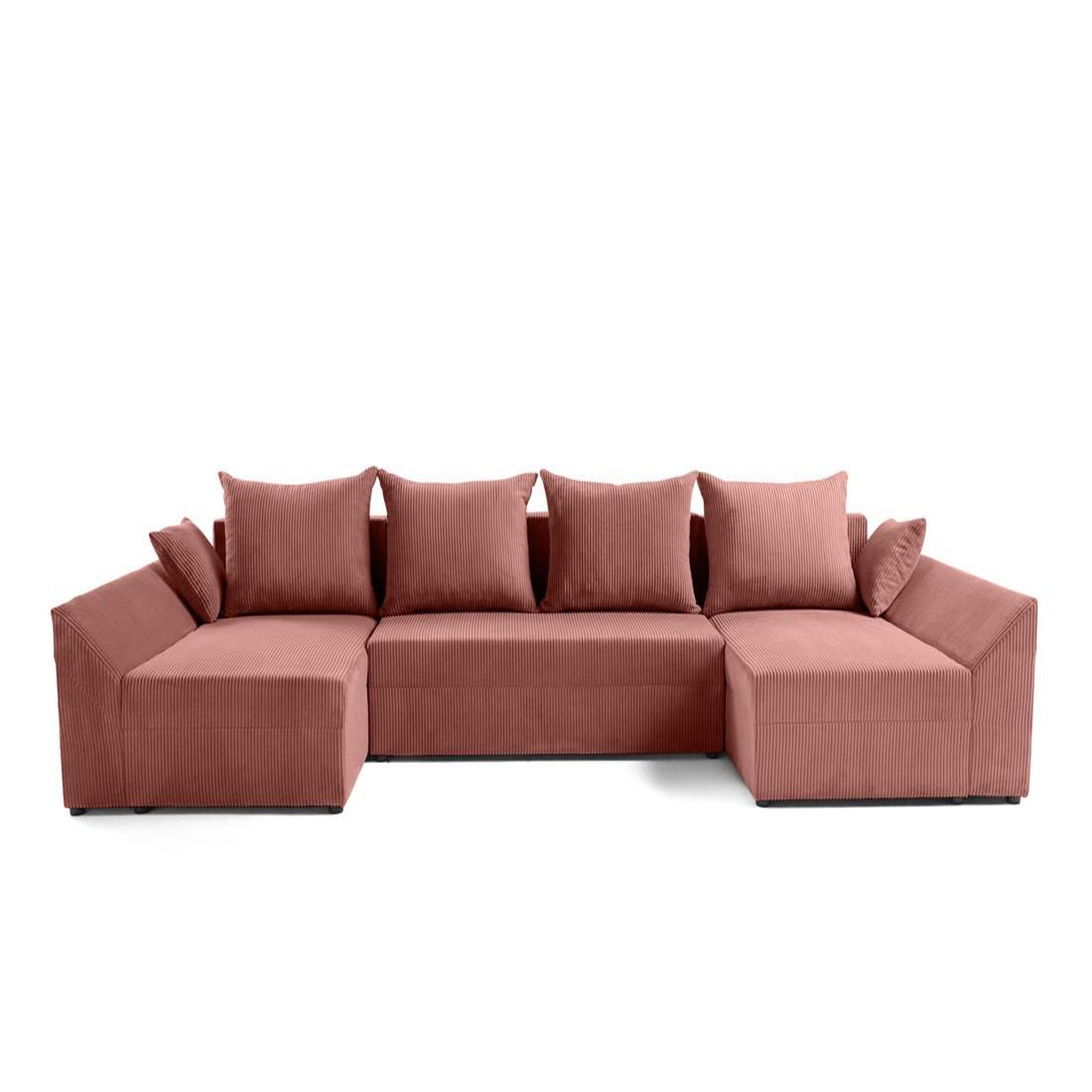 Voir la diapositive 1 : BEST MOBILIER Mike - canapé panoramique en u - 7 places - convertible avec coffre - en velours côtelé