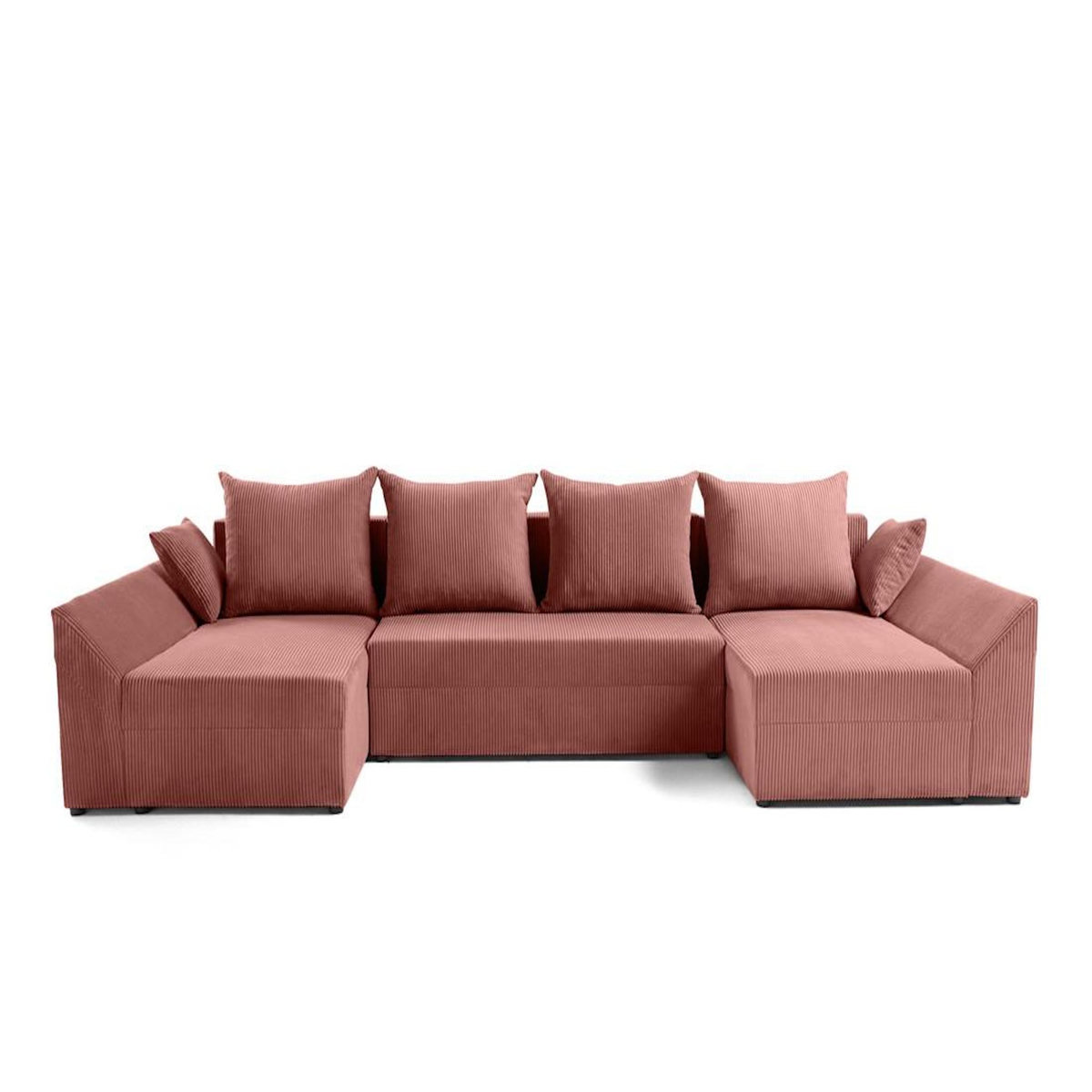 BEST MOBILIER Mike - canapé panoramique en u - 7 places - convertible avec coffre - en velours côtelé