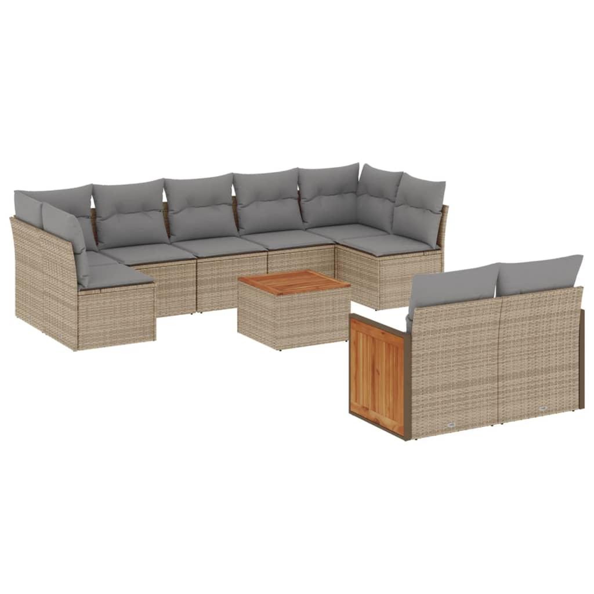 Voir la diapositive 2 : VIDAXL Salon de jardin avec coussins 10 pcs beige resine tressee