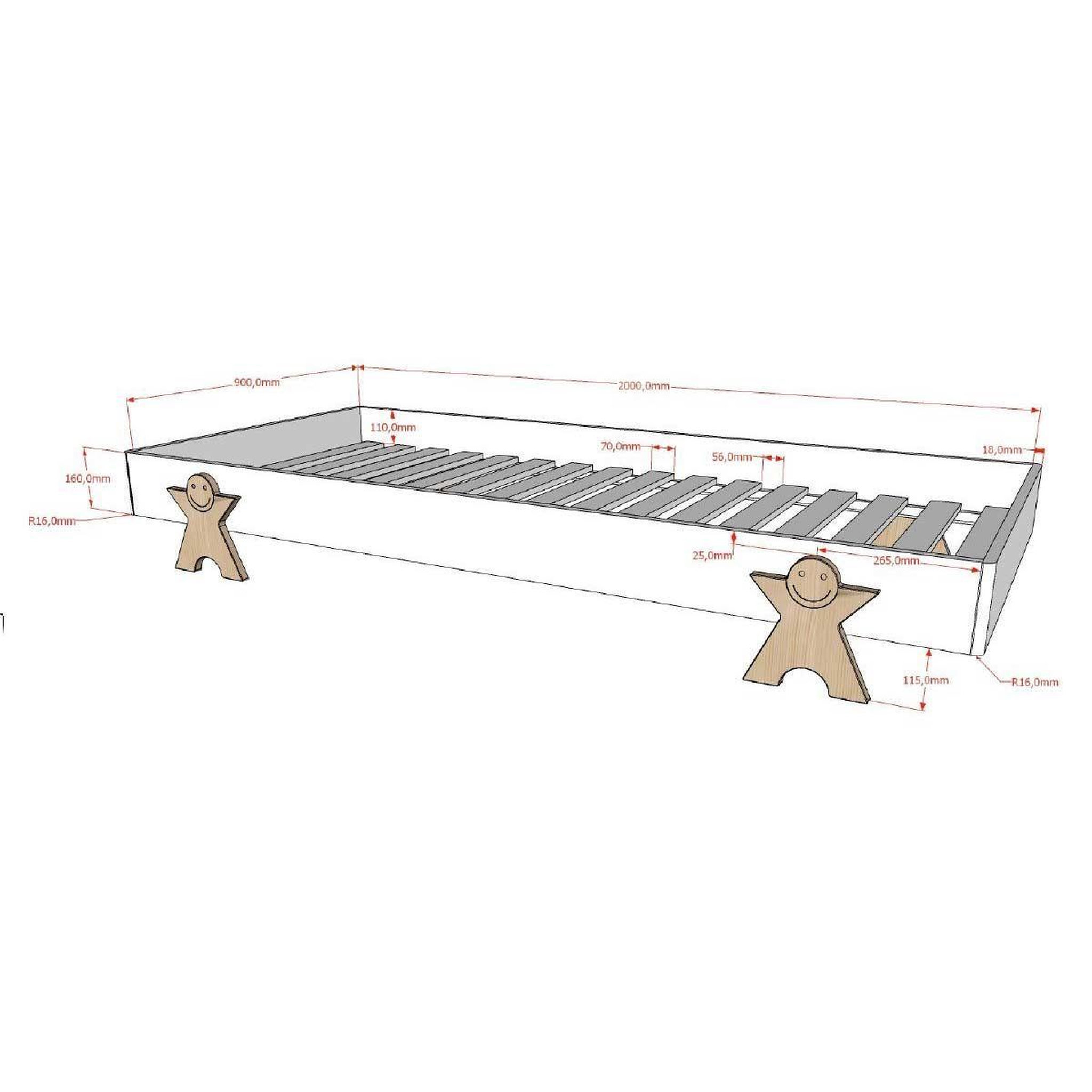 Voir la diapositive 4 : Paris Prix Lit enfant en bois  modulo smiley  90x200cm gris