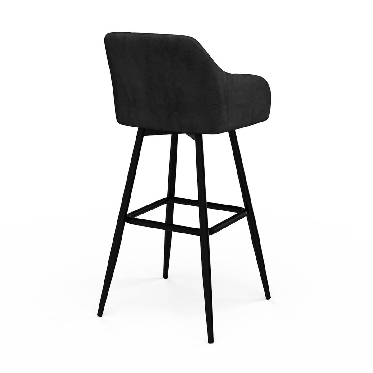 ID MARKET Lot de 4 tabourets de bar MADY avec accoudoirs en velours noir