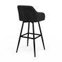 Voir la diapositive 4 : ID MARKET Lot de 4 tabourets de bar MADY avec accoudoirs en velours noir