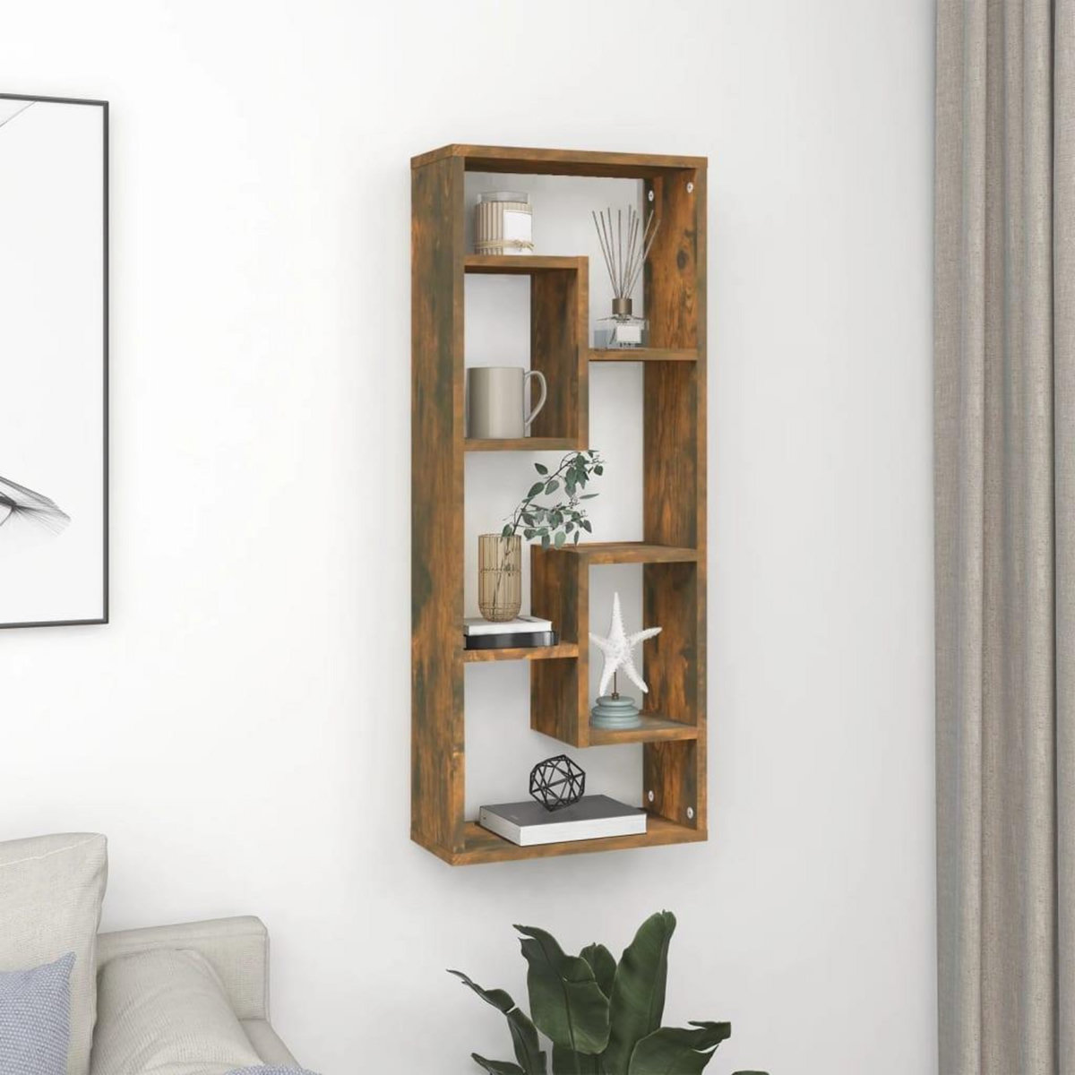 VIDAXL Etagere murale Chene fume 36x16x90 cm Bois d'ingenierie
