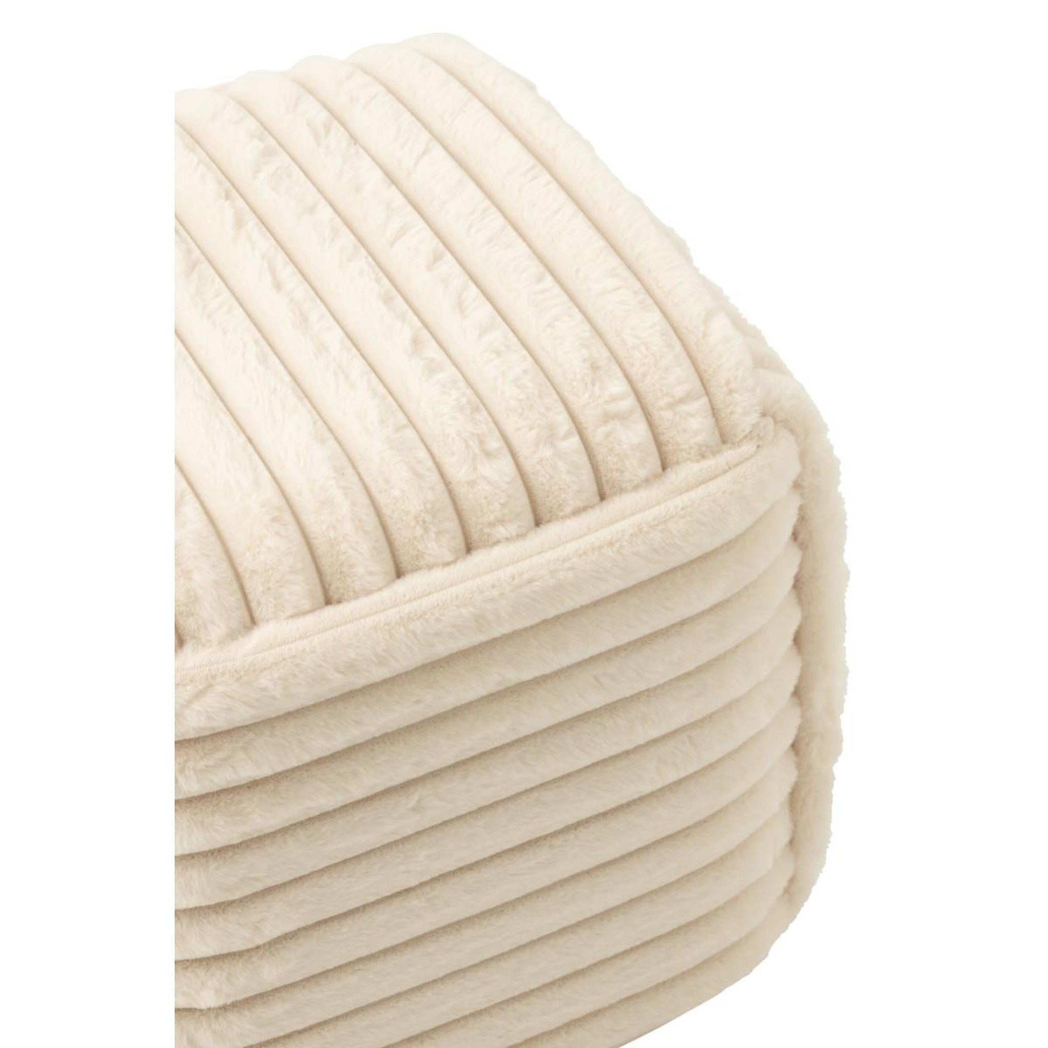 Voir la diapositive 5 : J-LINE Pouf carré côtelé  nuage  45cm beige
