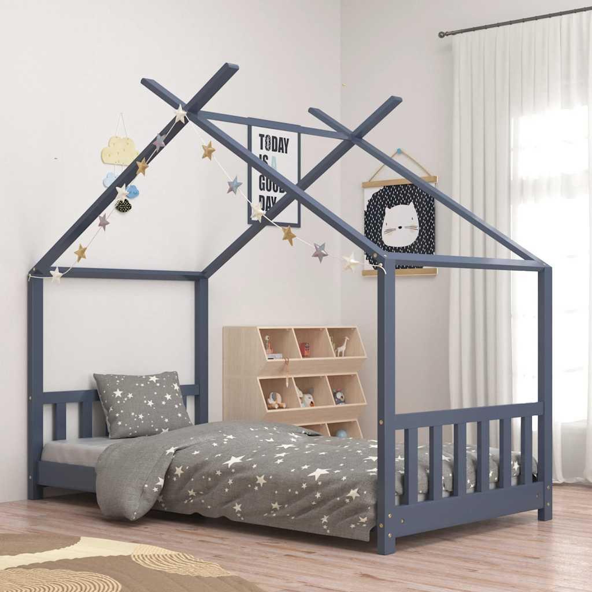 VIDAXL Cadre de lit d'enfant Gris Bois de pin massif 70x140 cm