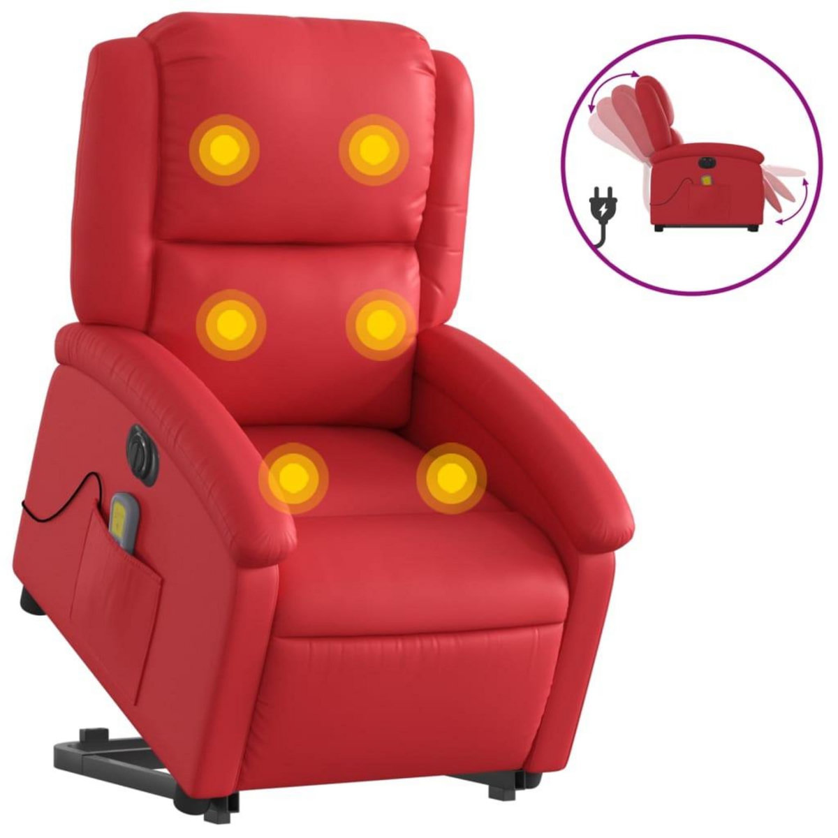 VIDAXL Fauteuil inclinable de massage electrique rouge similicuir