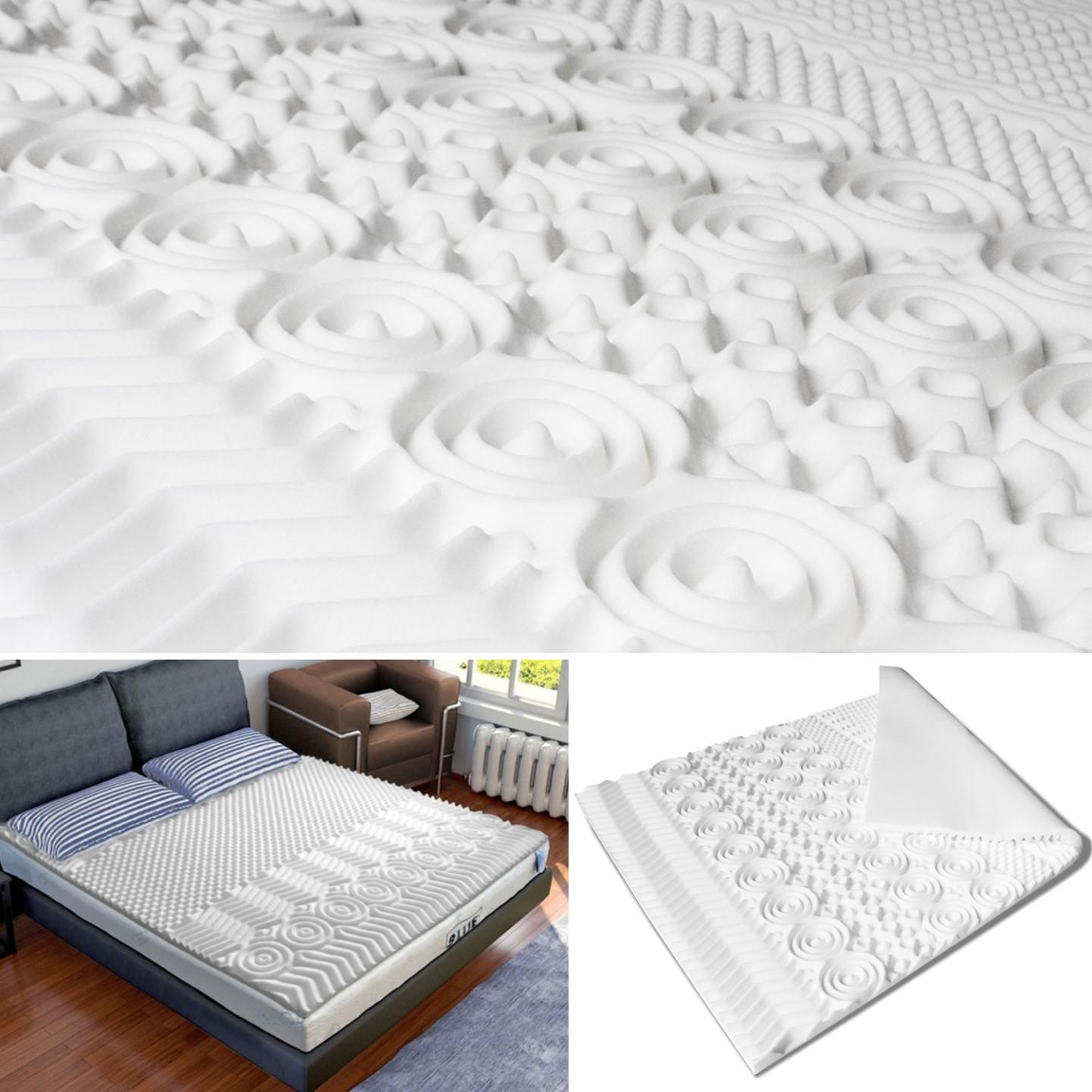 Voir la diapositive 5 : ID MARKET Surmatelas 140x190 cm elias mousse mémoire de forme 10 zones