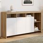 Voir la diapositive 2 : ID MARKET Buffet 140 cm MALO bois et portes blanches