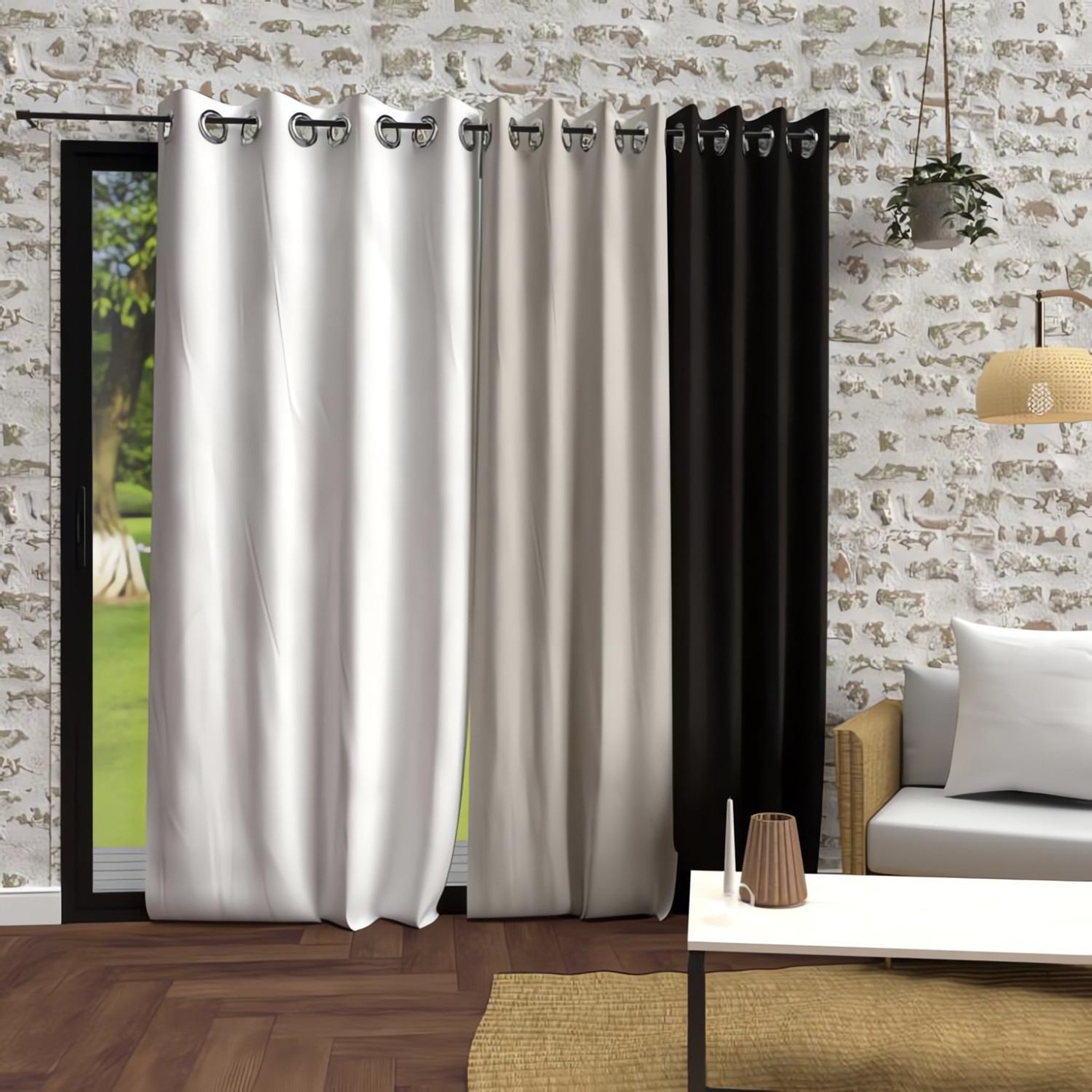 Voir la diapositive 2 : SOLEIL D'OCRE Rideau à oeillets en microfibre lavée BOHEME, par Soleil d'Ocre