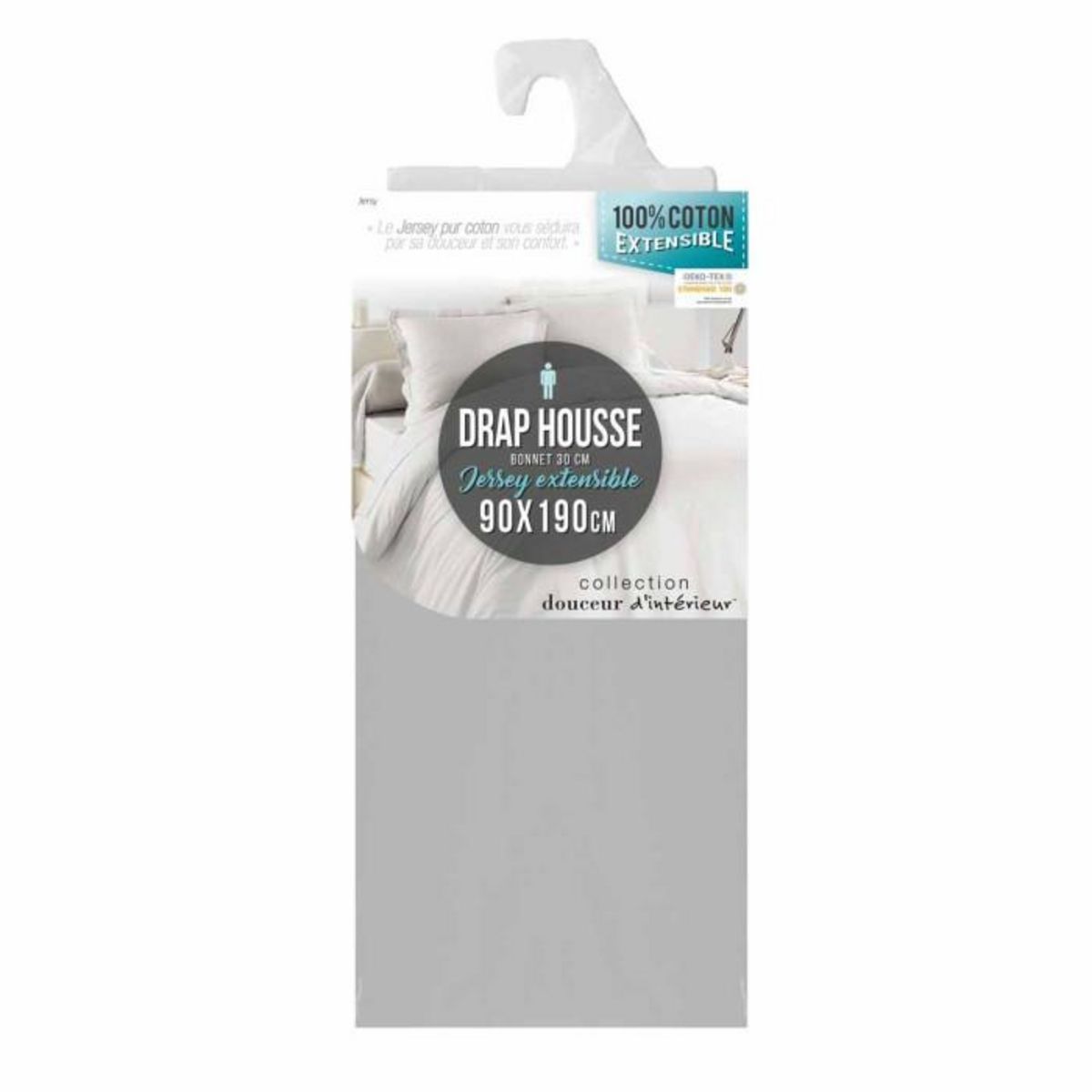 Paris Prix Drap Housse  Jersy  90x190cm Galet