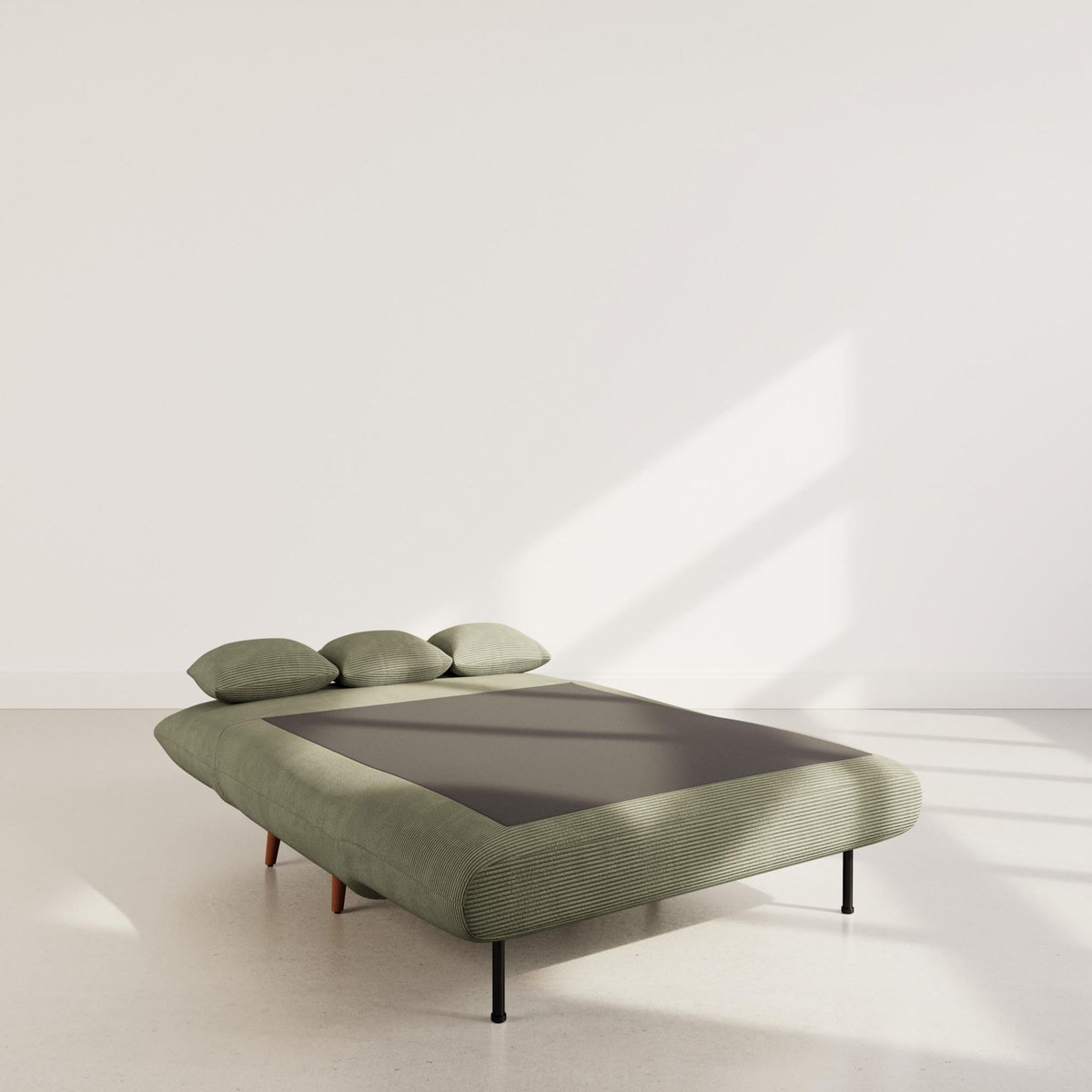 BEST MOBILIER Lumi - banquette convertible clic-clac 2 places en velours côtelé