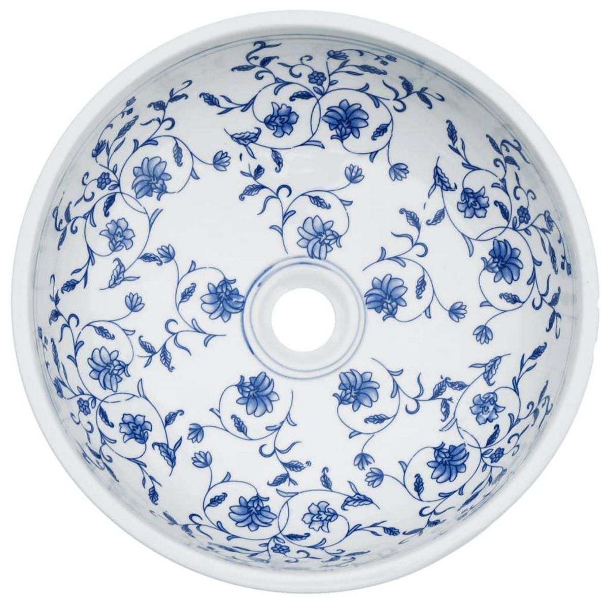 VIDAXL Vasque a poser blanc et bleu rond Φ41x14 cm ceramique