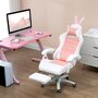Voir la diapositive 4 : VINSETTO Chaise gaming fauteuil gamer inclinable réglable repose-pied rétractable oreilles de lapin amovibles rose blanc