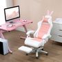 Voir la diapositive 4 : VINSETTO Chaise gaming fauteuil gamer inclinable réglable repose-pied rétractable oreilles de lapin amovibles rose blanc