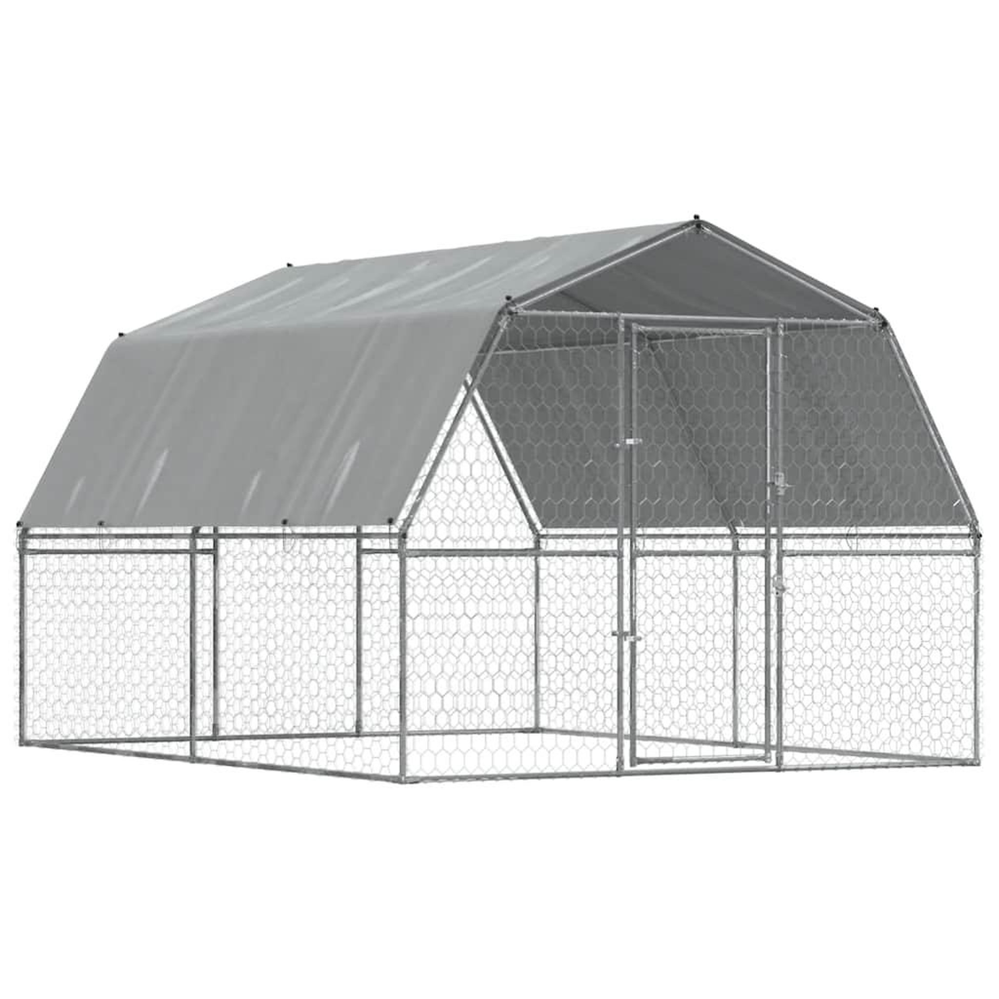 Voir la diapositive 2 : VIDAXL Cage pour chiens avec toit et porte argente acier galvanise