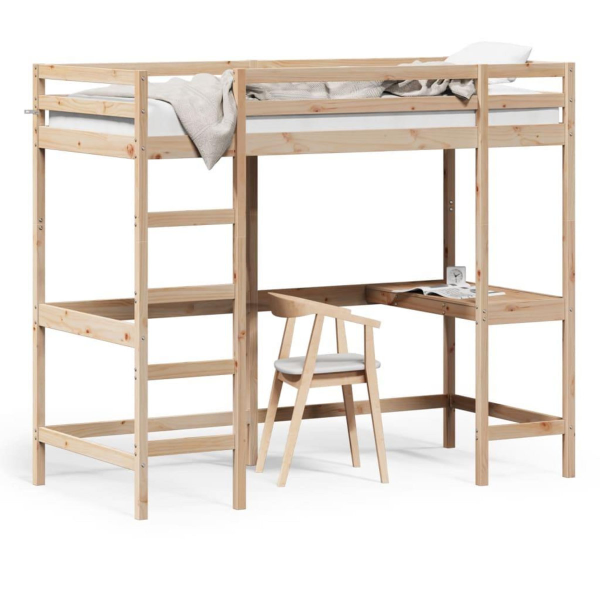VIDAXL Lit superpose avec bureau 90x200 cm bois de pin massif