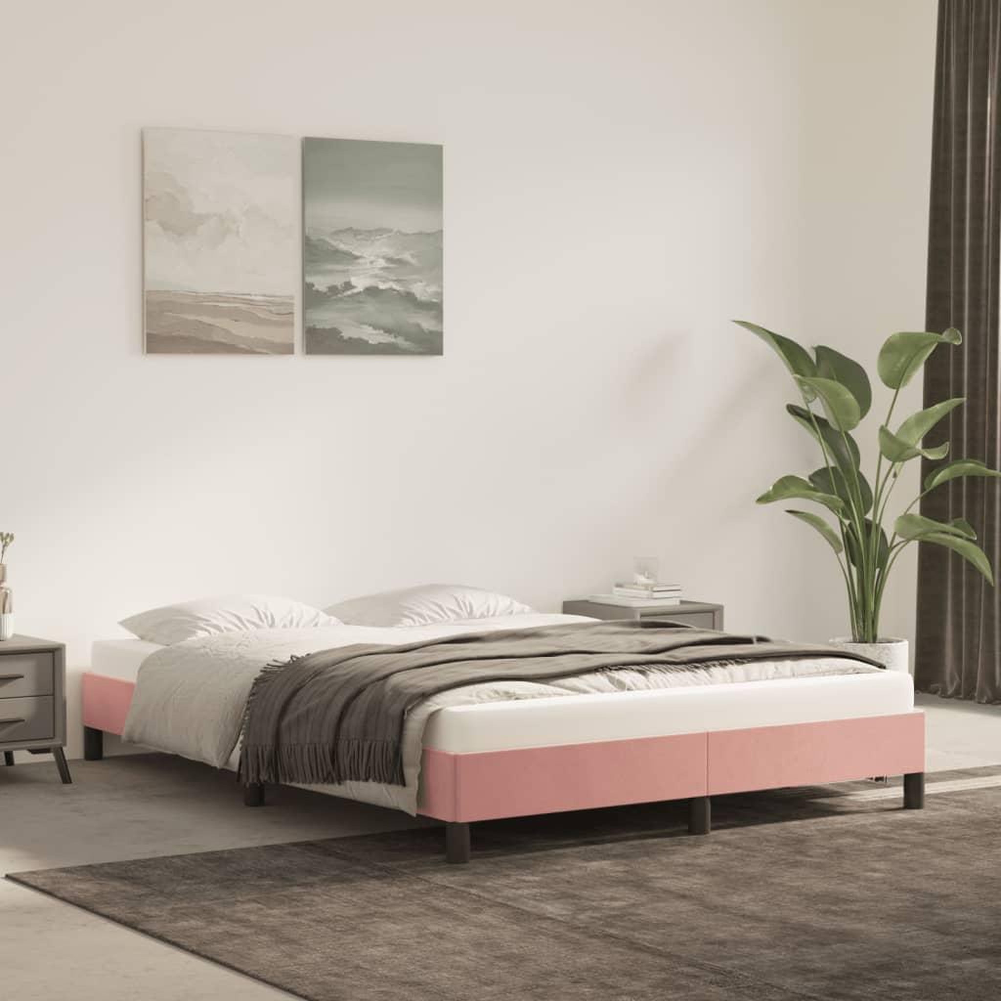 VIDAXL Cadre de lit sans matelas rose 140x190 cm velours