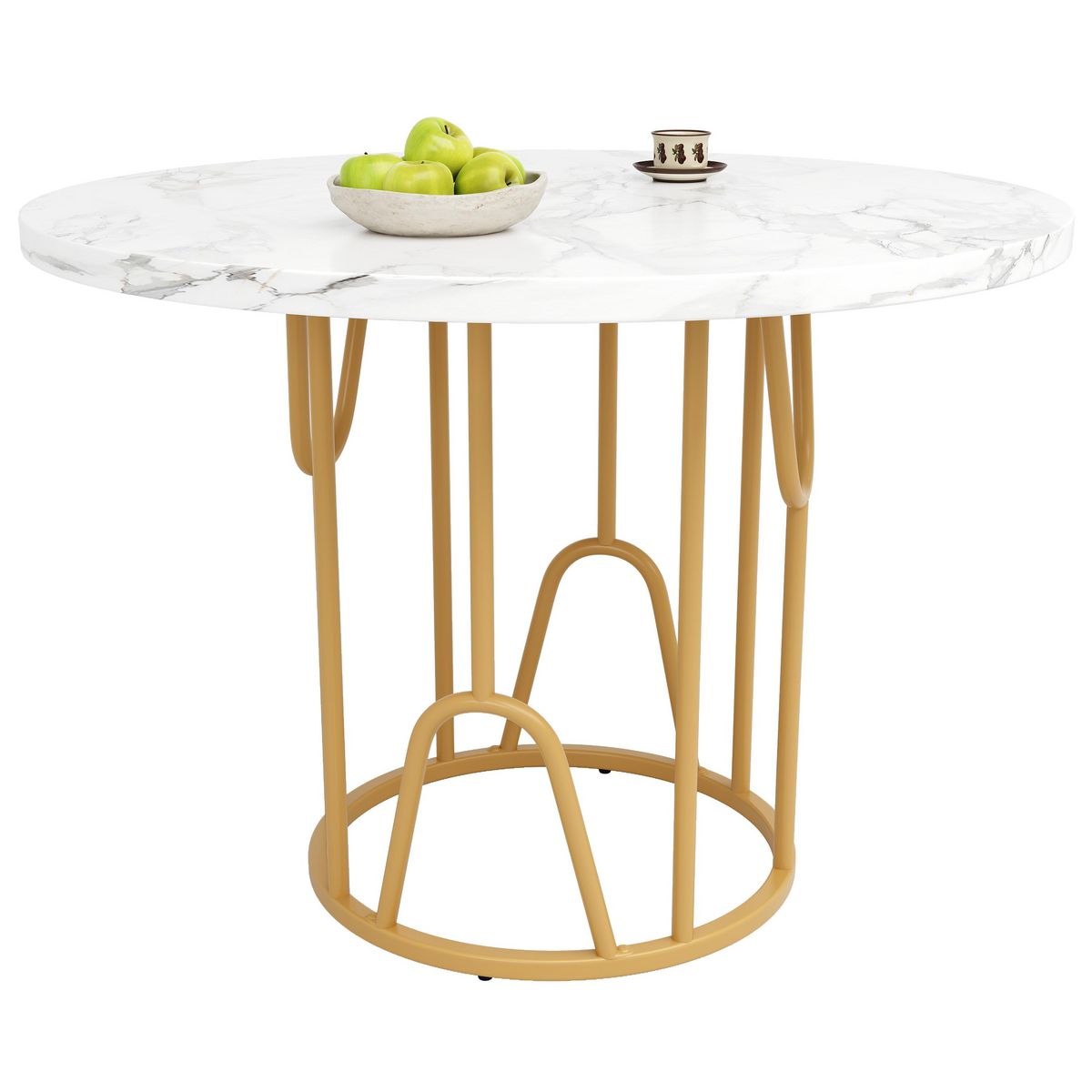 MERAX Table à manger ronde fixe blanc - 80x80-80max.cm mdf et métal
