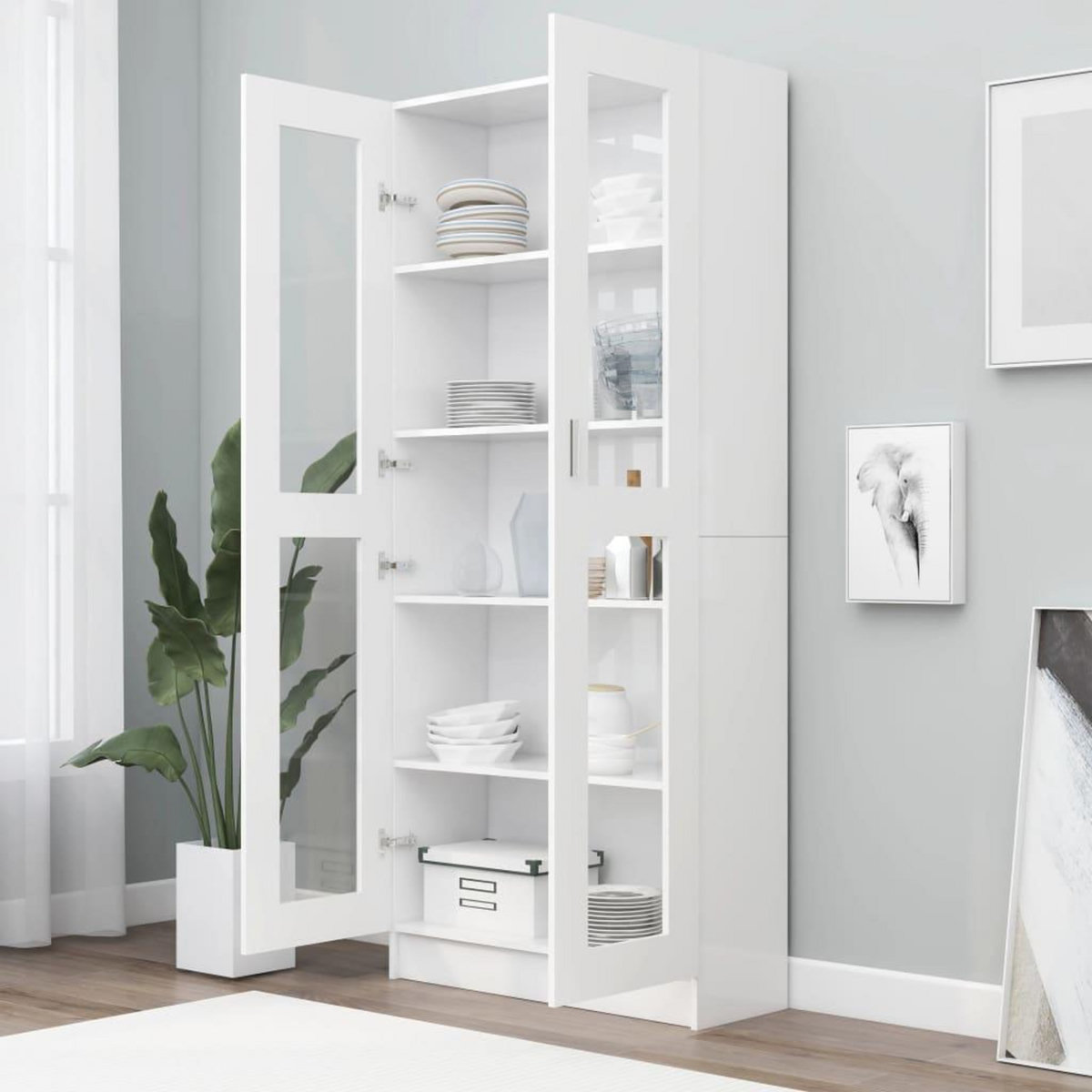 VIDAXL Armoire a vitrine Blanc 82,5x30,5x185,5 cm Bois d'ingenierie