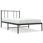 VIDAXL Cadre de lit metal sans matelas avec tete de lit noir 75x190 cm