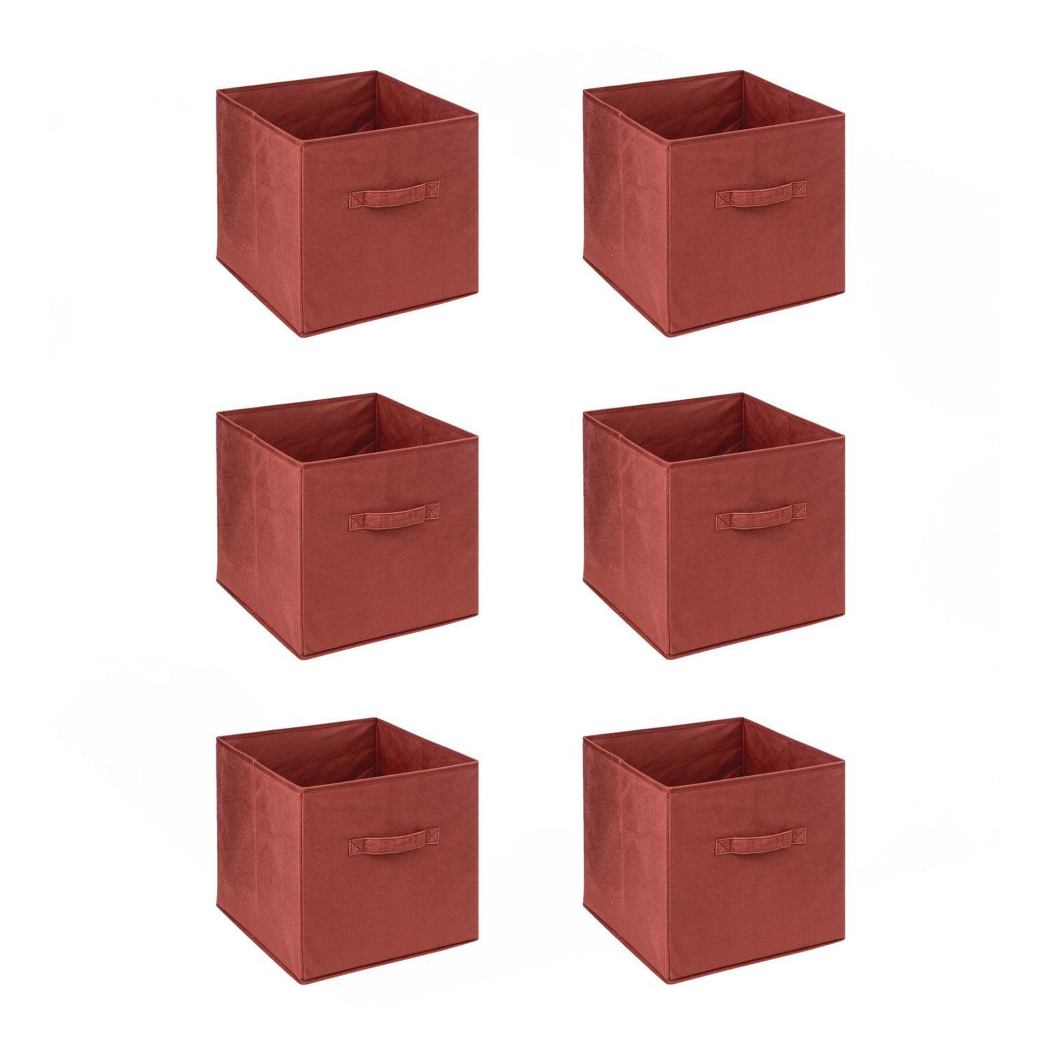 TOILINUX Lot de 6 boîtes de rangement en velours mix 'n modul - l.31 x l.31 x h.31 cm - terre de sienne