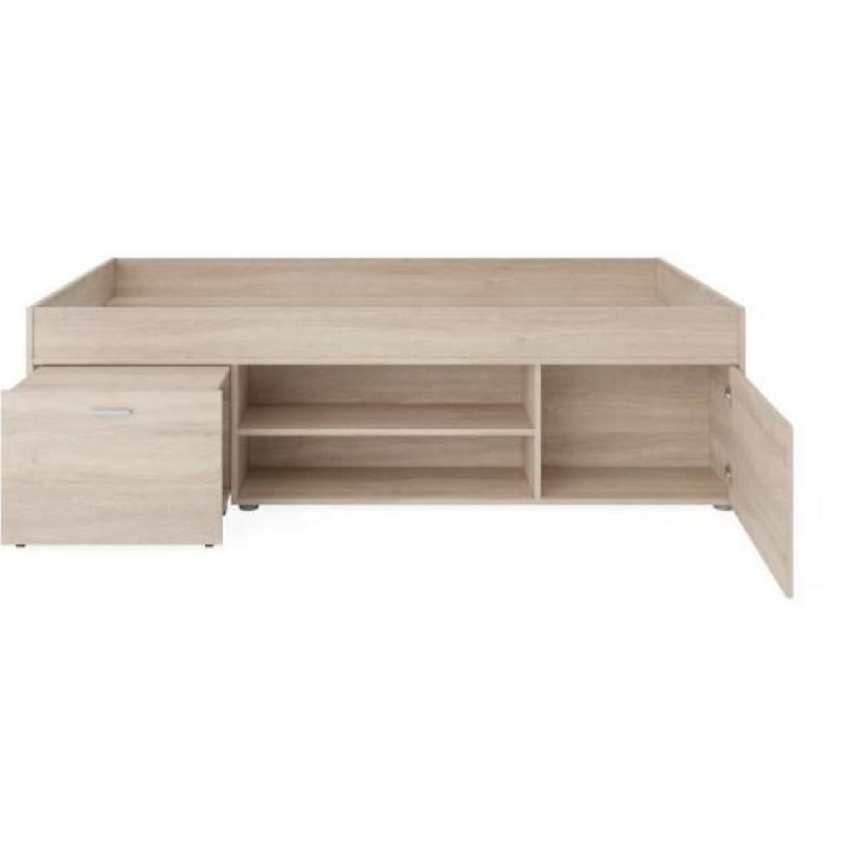 MARKET24 Lit combiné enfant CARLO - Mélamine chene - 90 x 200 cm