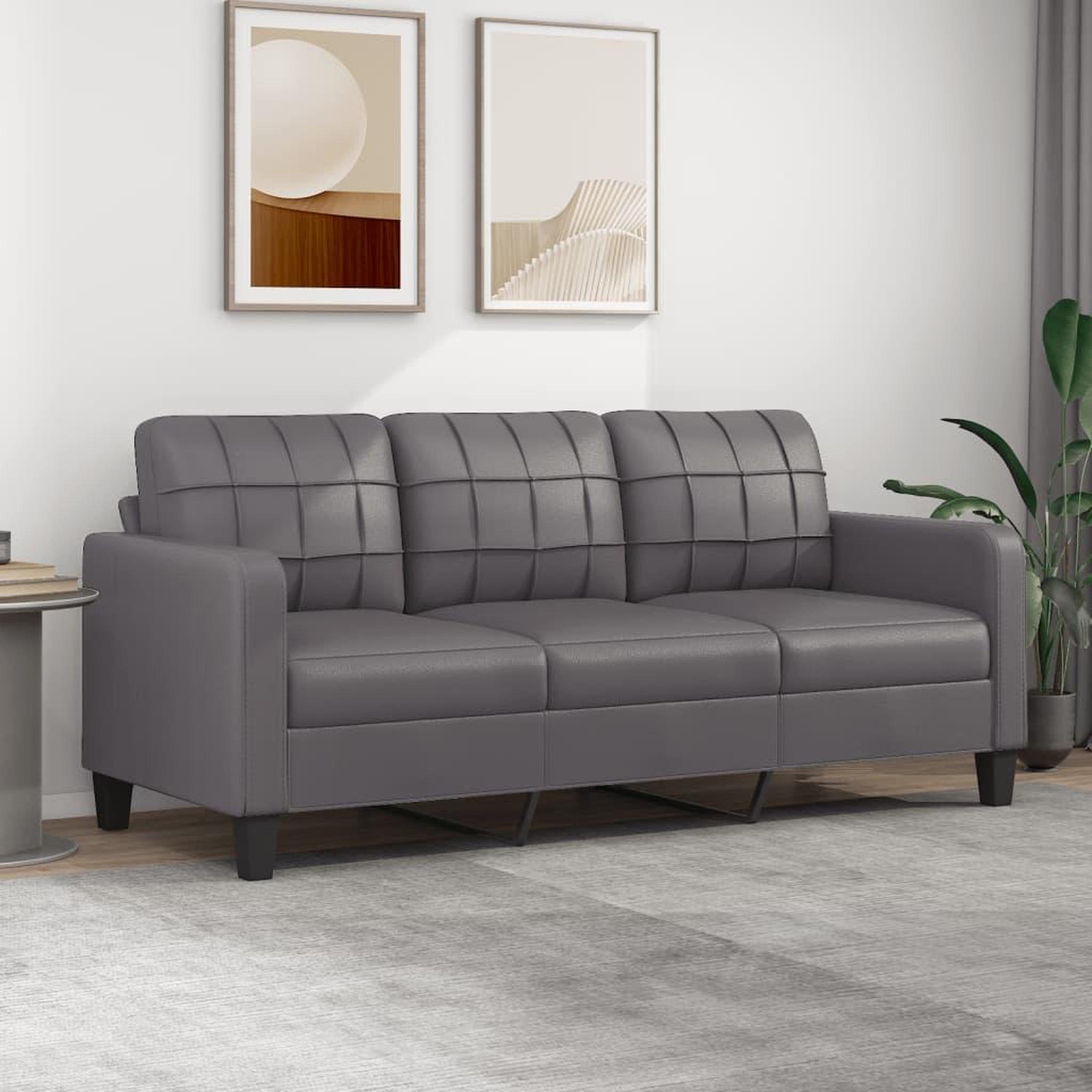 VIDAXL Canape a 3 places Gris 180 cm Similicuir